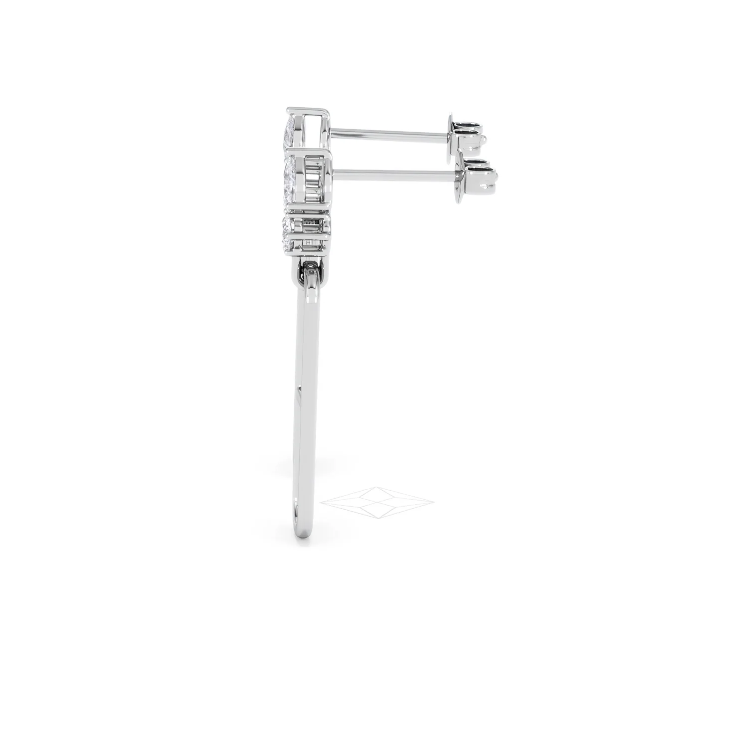 Paperclip 0.47ct Lab Diamond Drop Link Earrings in 18K White Gold - Image 69