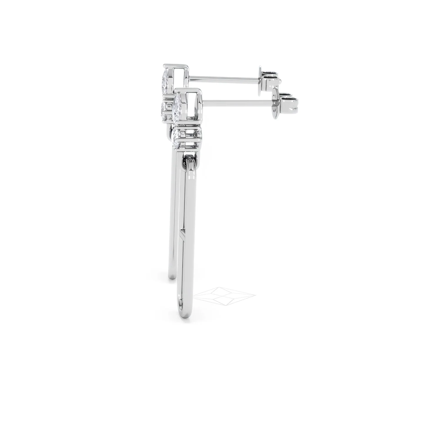 Paperclip 0.47ct Lab Diamond Drop Link Earrings in 18K White Gold - Image 70