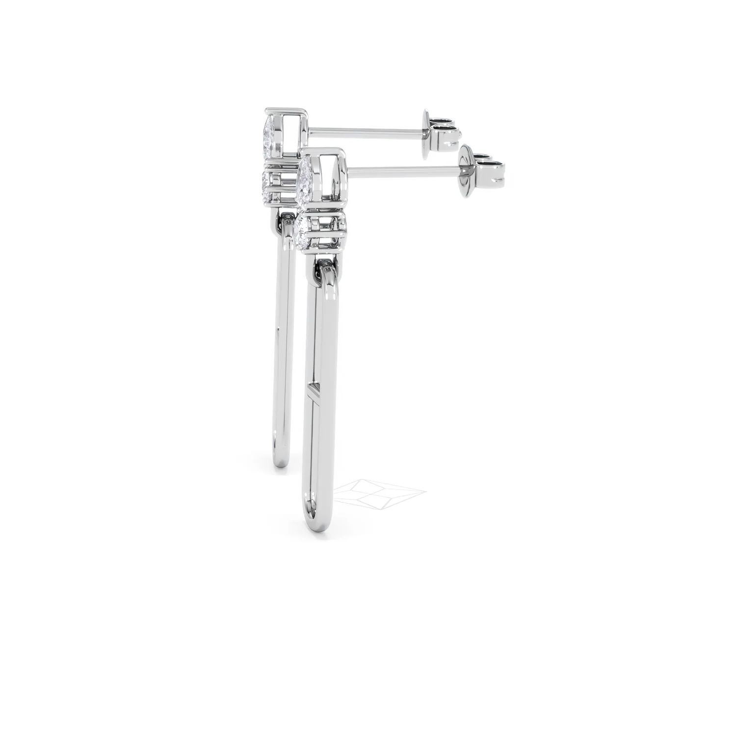 Paperclip 0.47ct Lab Diamond Drop Link Earrings in 18K White Gold - Image 71