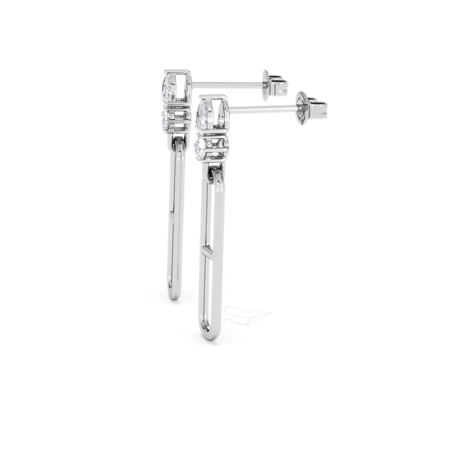 Paperclip 0.47ct Lab Diamond Drop Link Earrings in 18K White Gold - Image 72