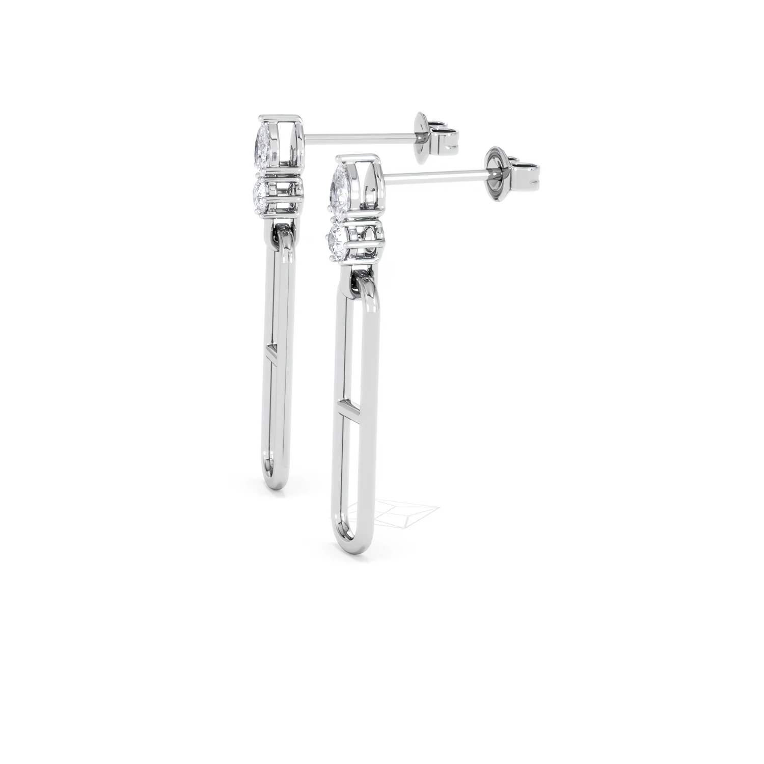 Paperclip 0.47ct Lab Diamond Drop Link Earrings in 18K White Gold - Image 73