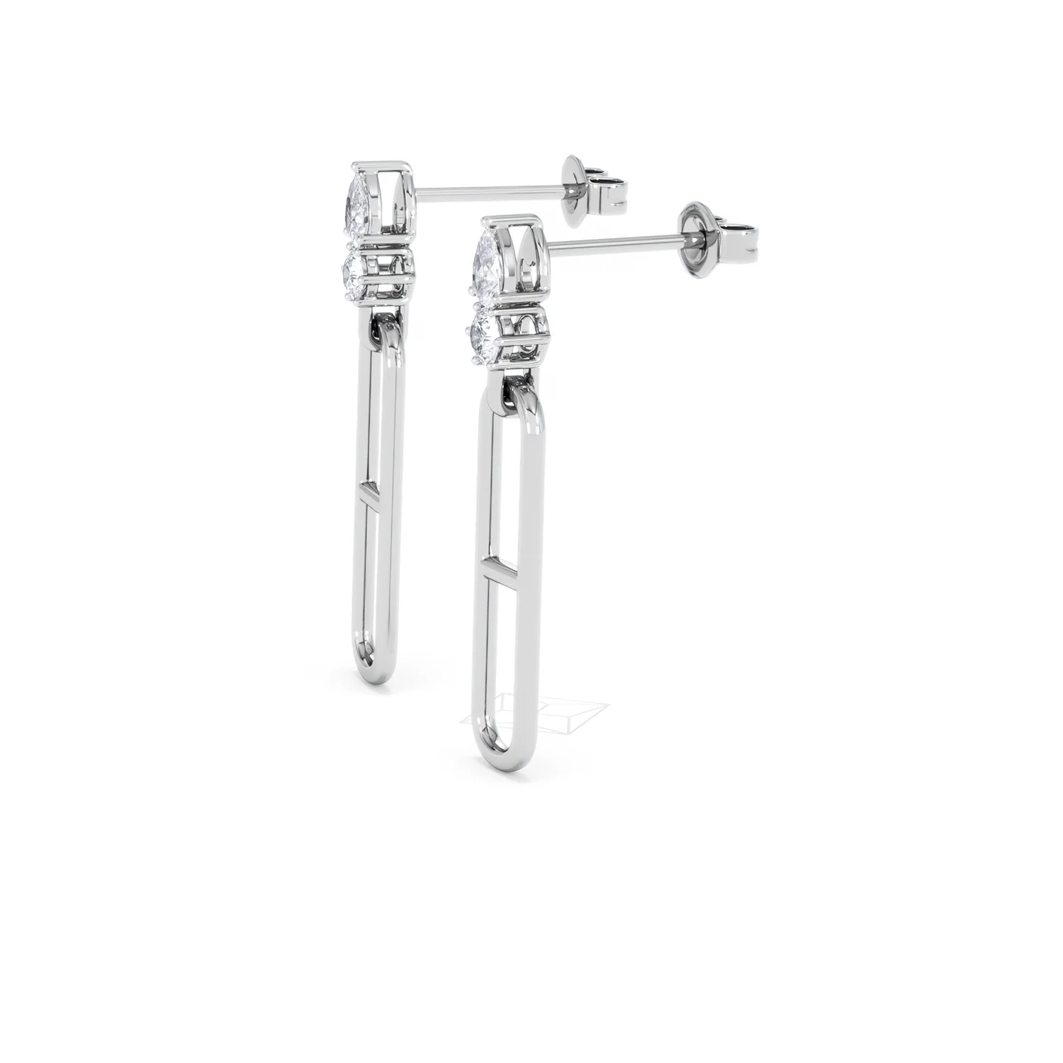 Paperclip 0.47ct Lab Diamond Drop Link Earrings in 18K White Gold - Image 74
