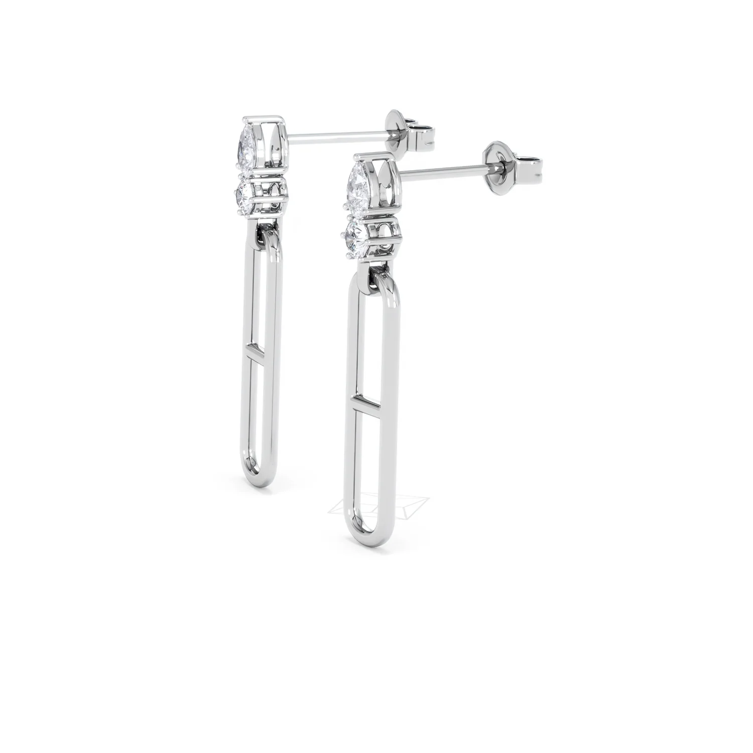 Paperclip 0.47ct Lab Diamond Drop Link Earrings in 18K White Gold - Image 75