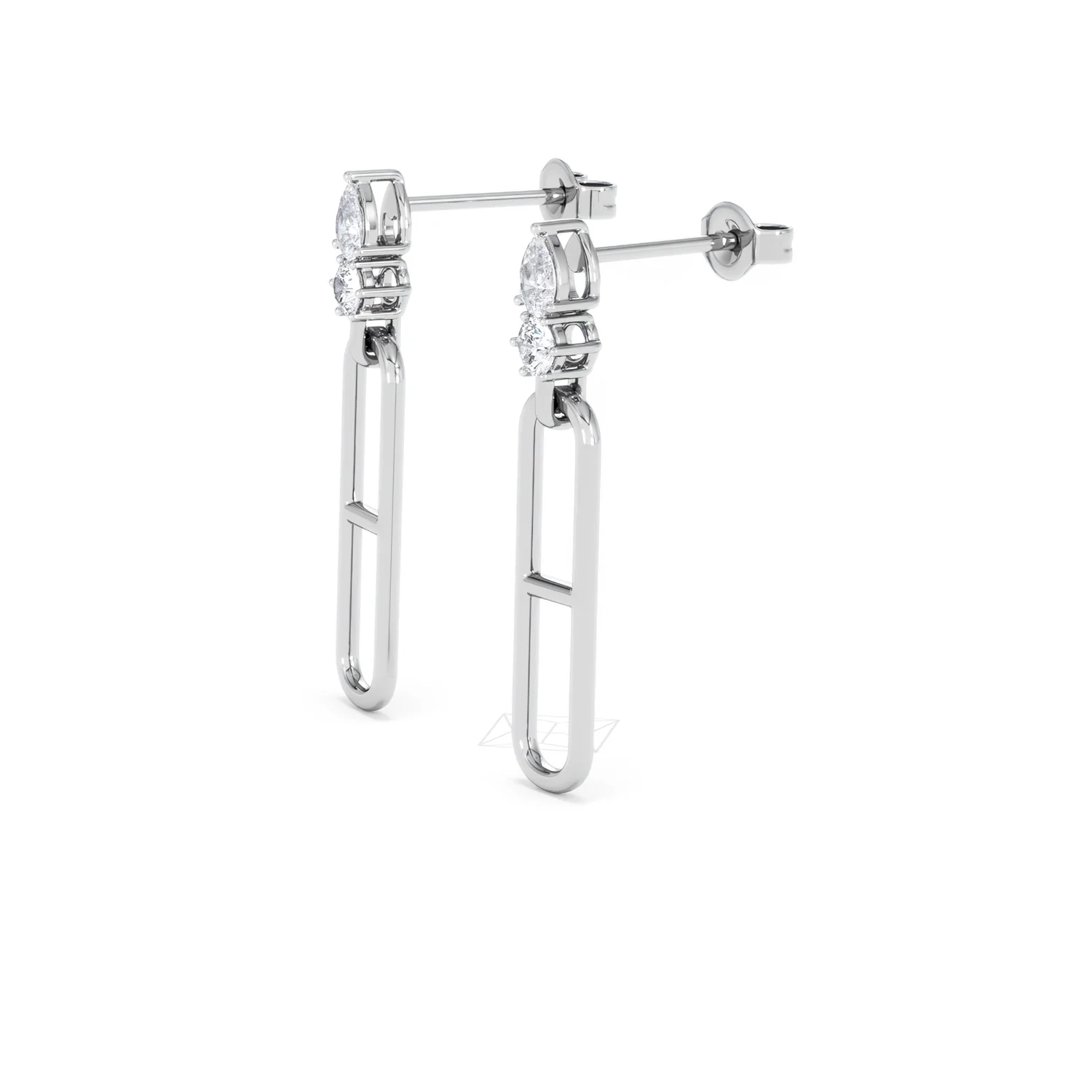 Paperclip 0.47ct Lab Diamond Drop Link Earrings in 18K White Gold - Image 76