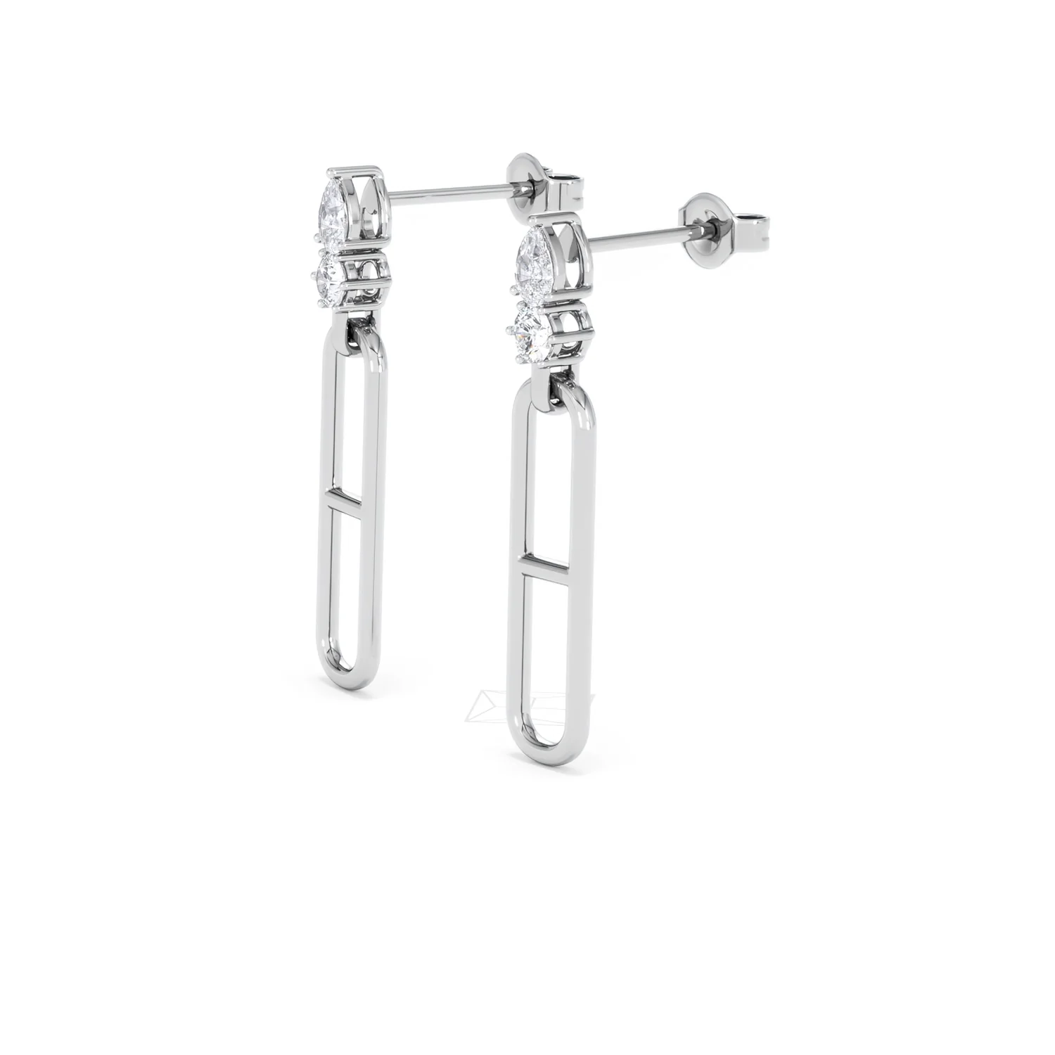 Paperclip 0.47ct Lab Diamond Drop Link Earrings in 18K White Gold - Image 77