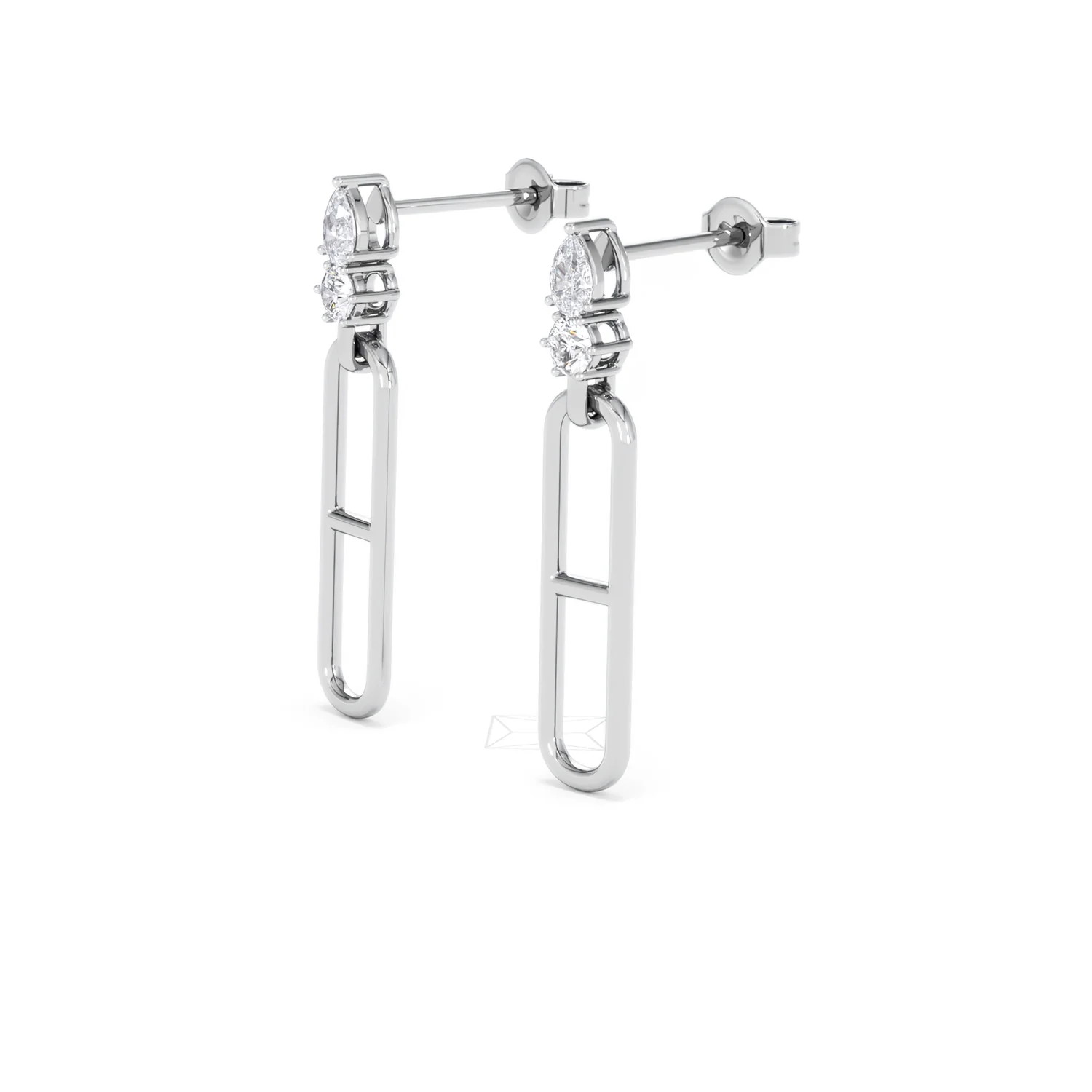 Paperclip 0.47ct Lab Diamond Drop Link Earrings in 18K White Gold - Image 78