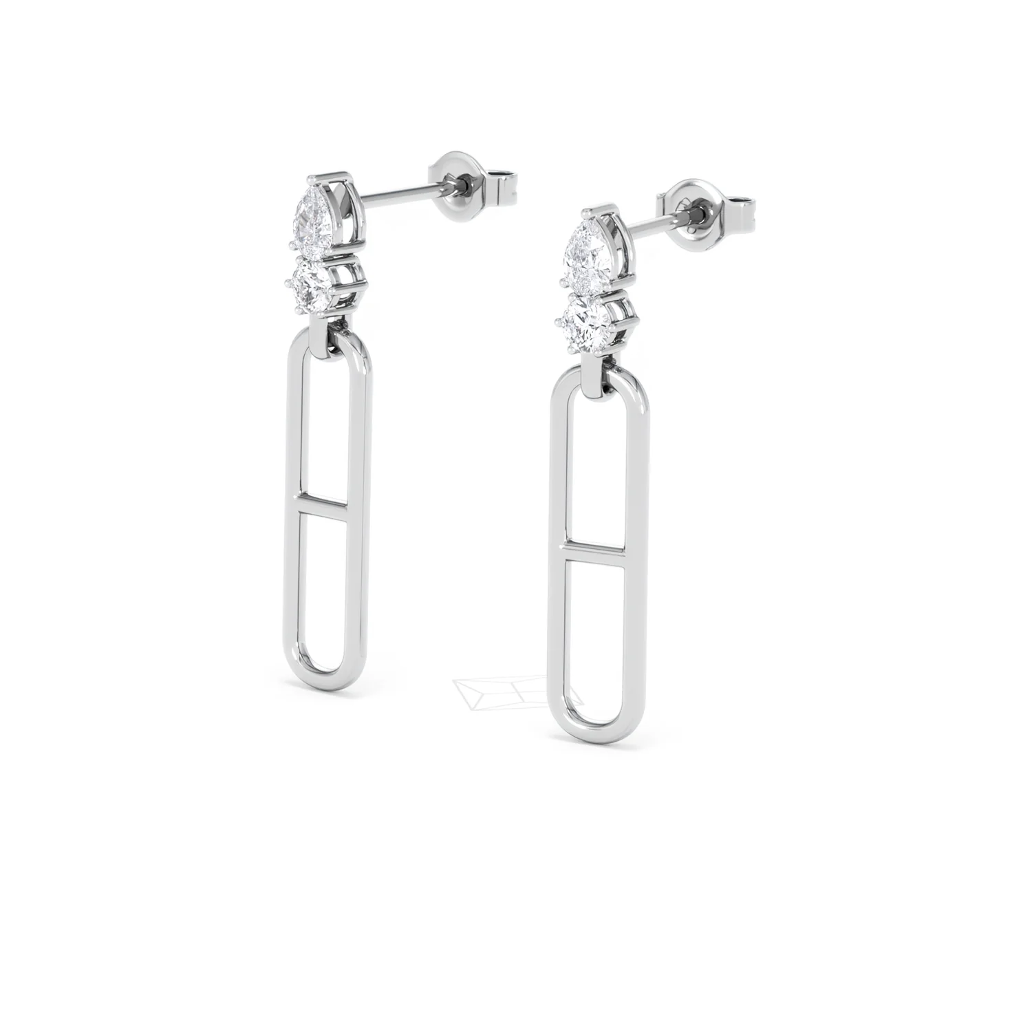 Paperclip 0.47ct Lab Diamond Drop Link Earrings in 18K White Gold - Image 81
