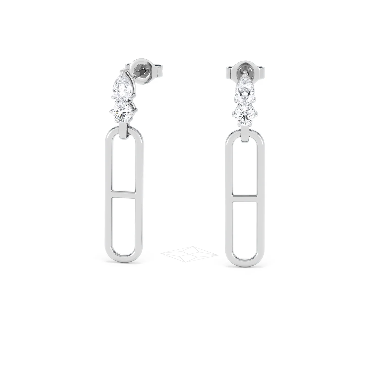 Paperclip 0.47ct Lab Diamond Drop Link Earrings in 18K White Gold - Image 87