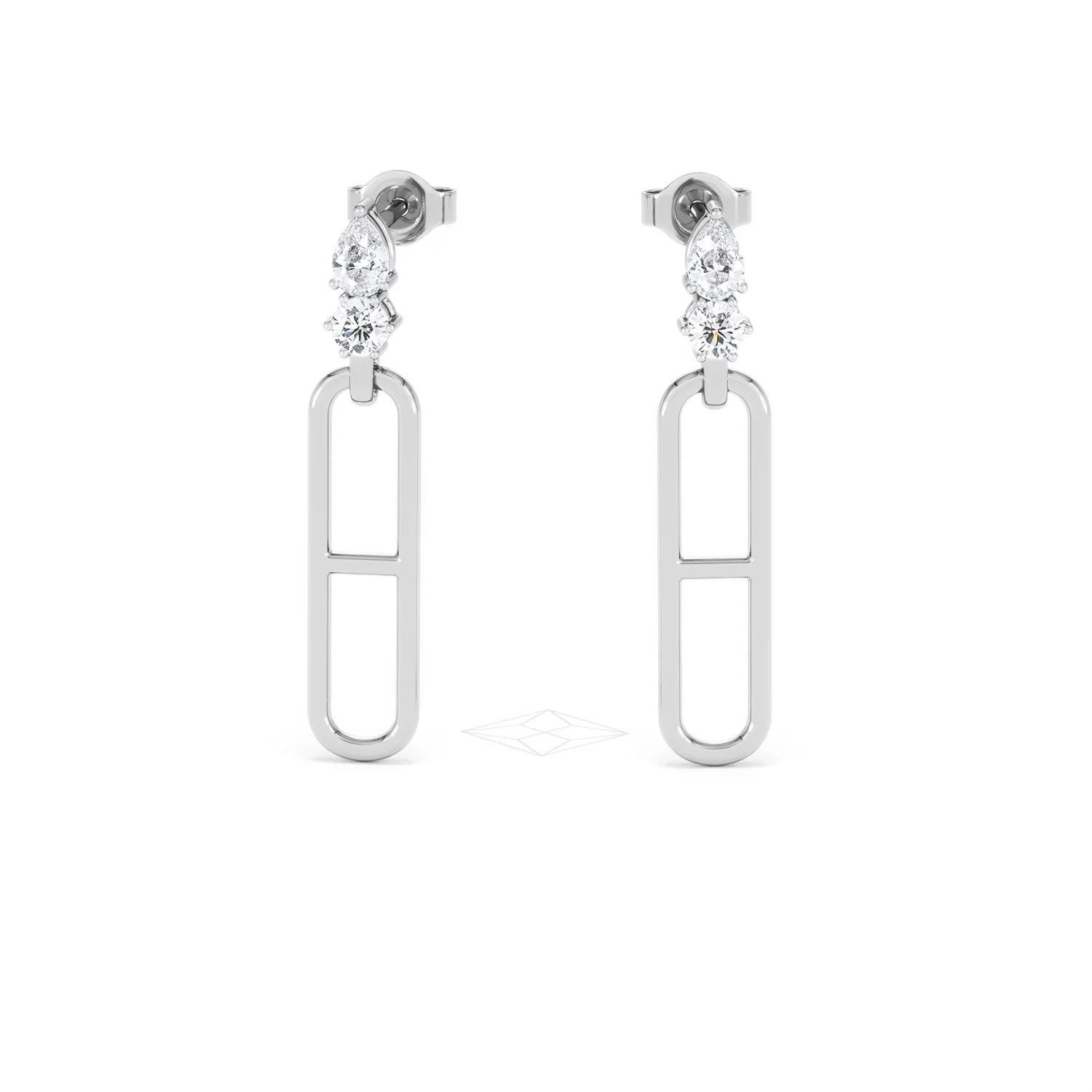 Paperclip 0.47ct Lab Diamond Drop Link Earrings in 18K White Gold - Image 88