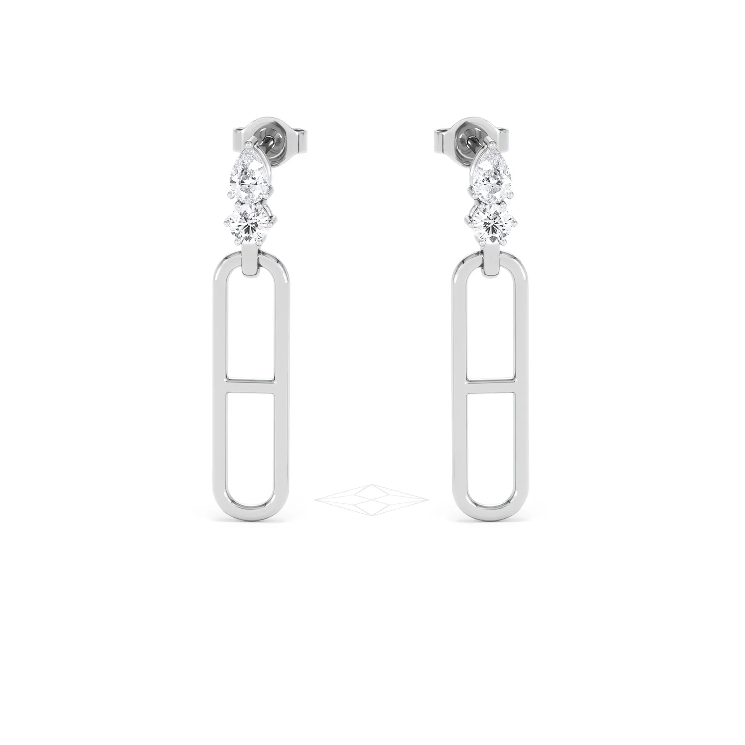 Paperclip 0.47ct Lab Diamond Drop Link Earrings in 18K White Gold - Image 9