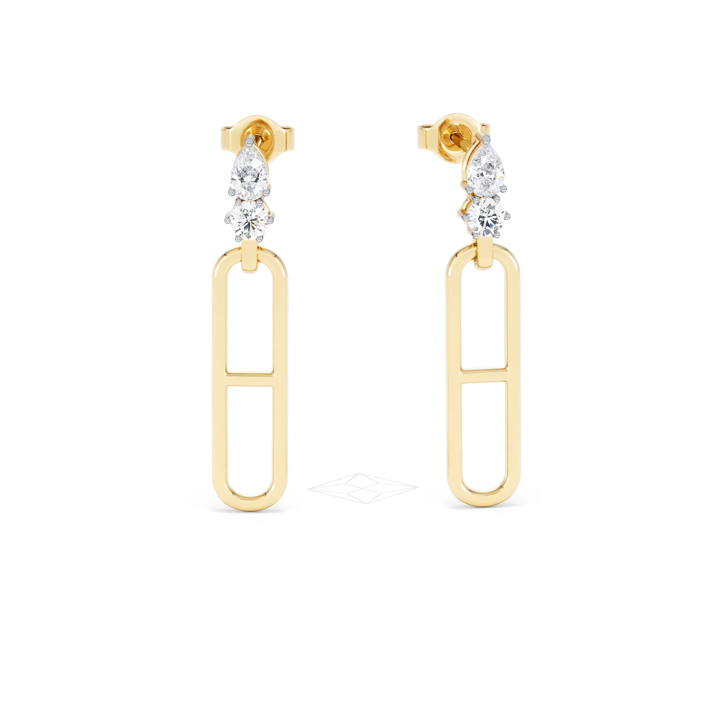 Paperclip 0.47ct Lab Diamond Drop Link Earrings in 18K Yellow Gold - Image 10