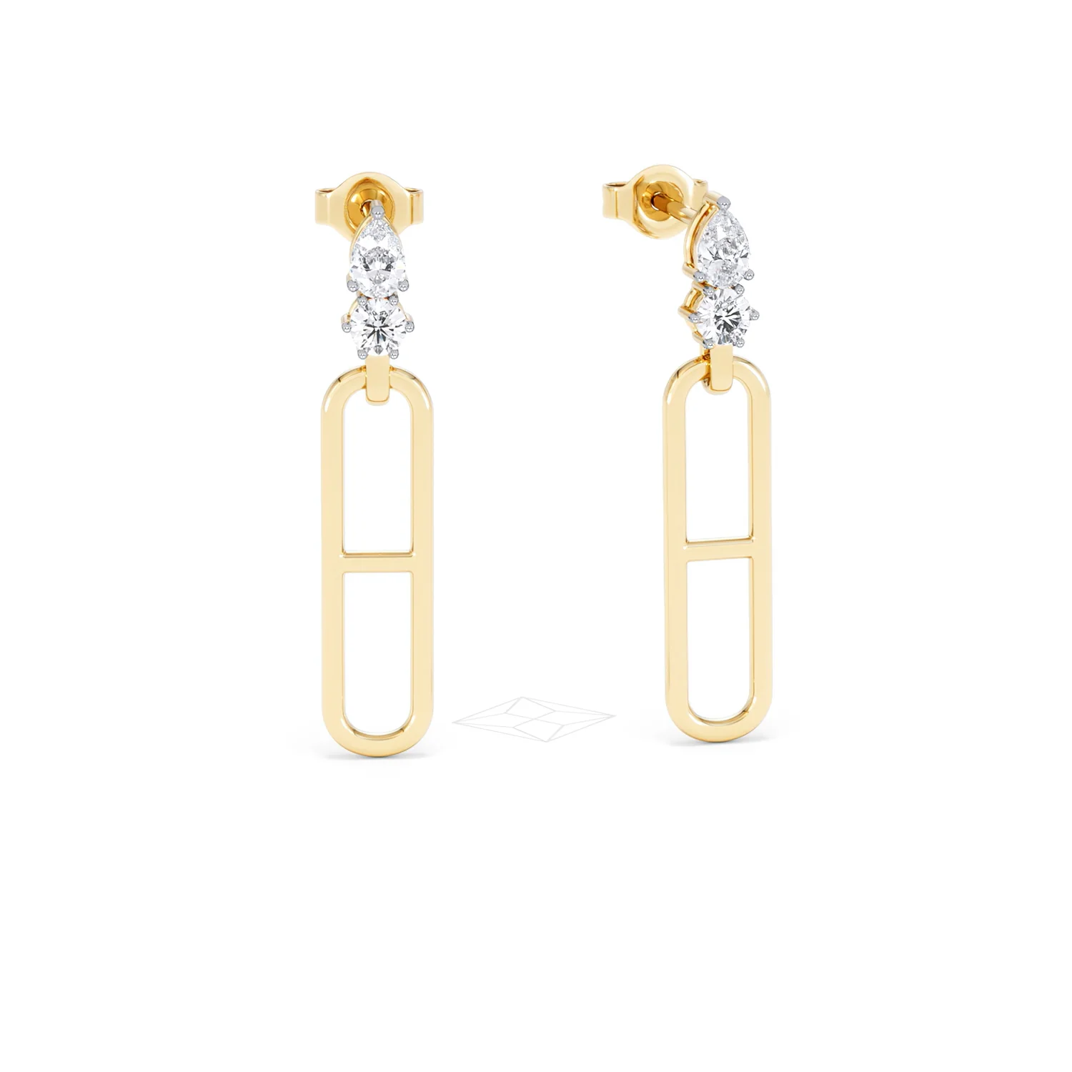 Paperclip 0.47ct Lab Diamond Drop Link Earrings in 18K Yellow Gold - Image 11
