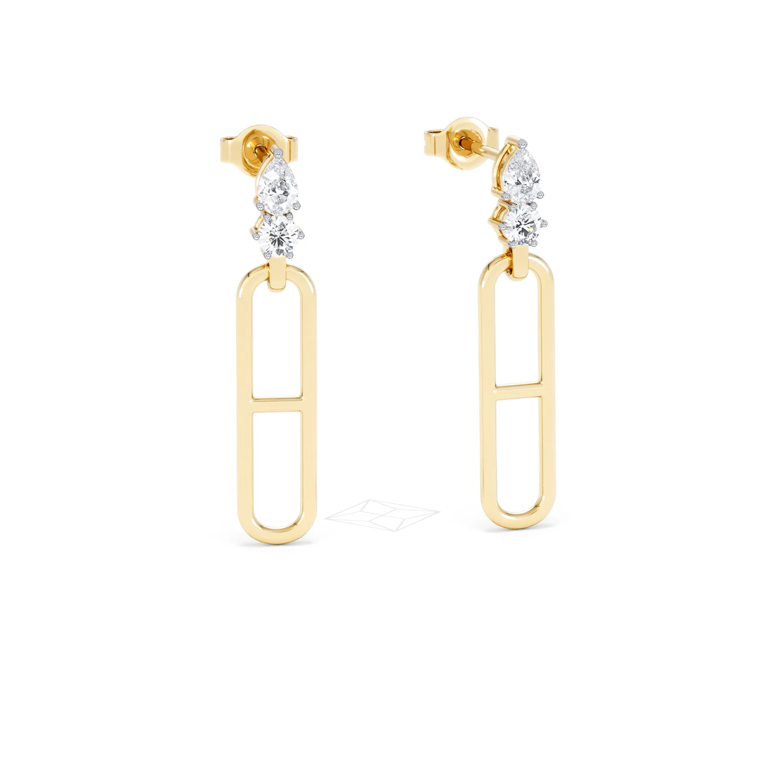 Paperclip 0.47ct Lab Diamond Drop Link Earrings in 18K Yellow Gold - Image 12