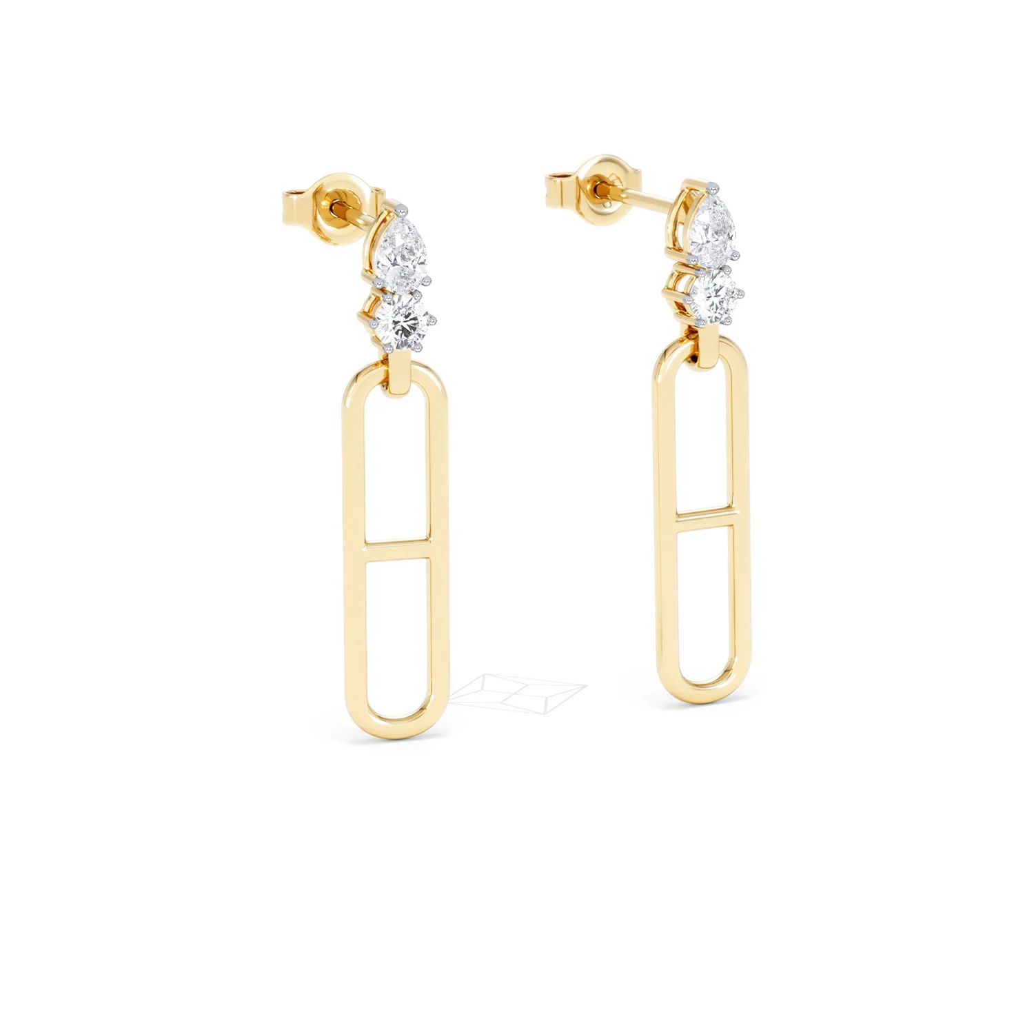 Paperclip 0.47ct Lab Diamond Drop Link Earrings in 18K Yellow Gold - Image 14