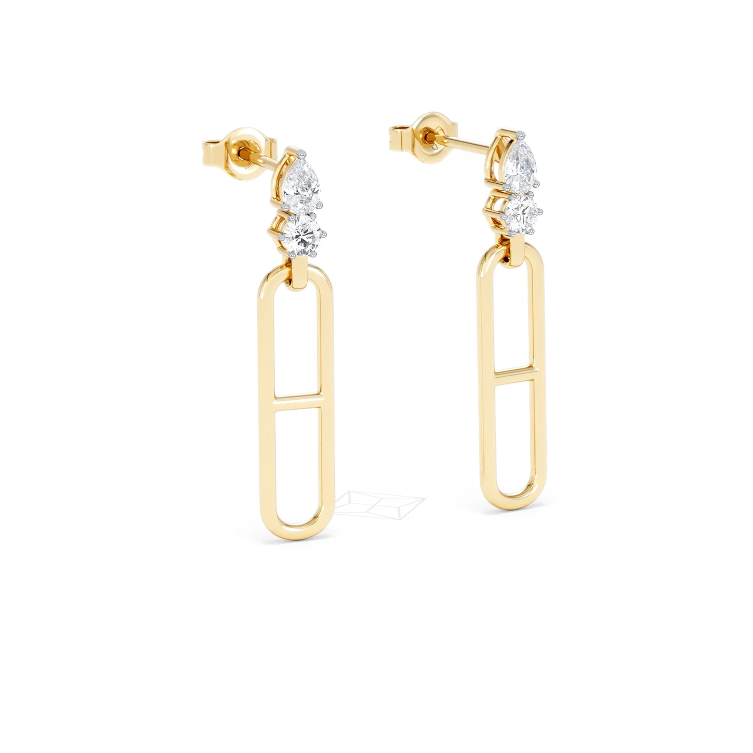 Paperclip 0.47ct Lab Diamond Drop Link Earrings in 18K Yellow Gold - Image 15