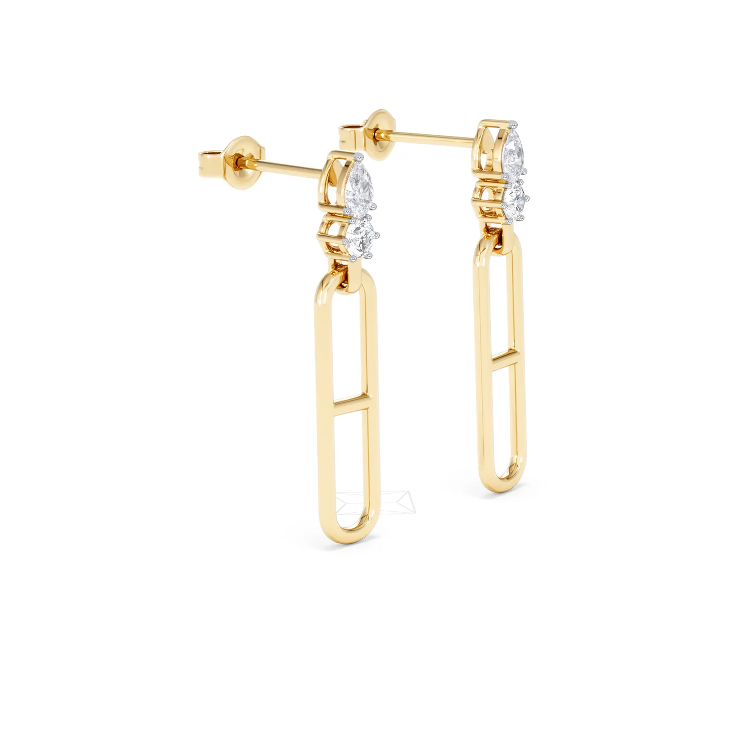 Paperclip 0.47ct Lab Diamond Drop Link Earrings in 18K Yellow Gold - Image 20