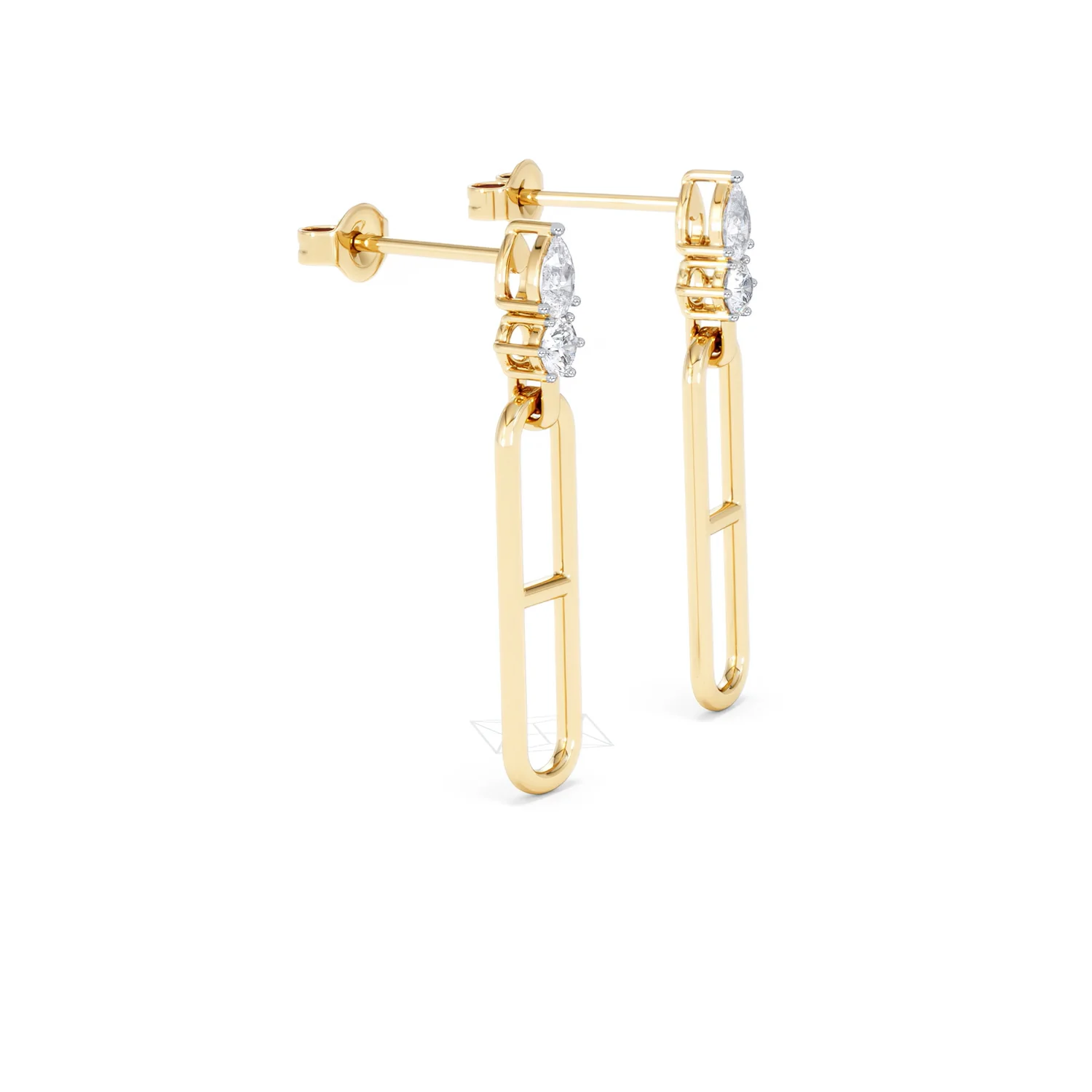 Paperclip 0.47ct Lab Diamond Drop Link Earrings in 18K Yellow Gold - Image 22