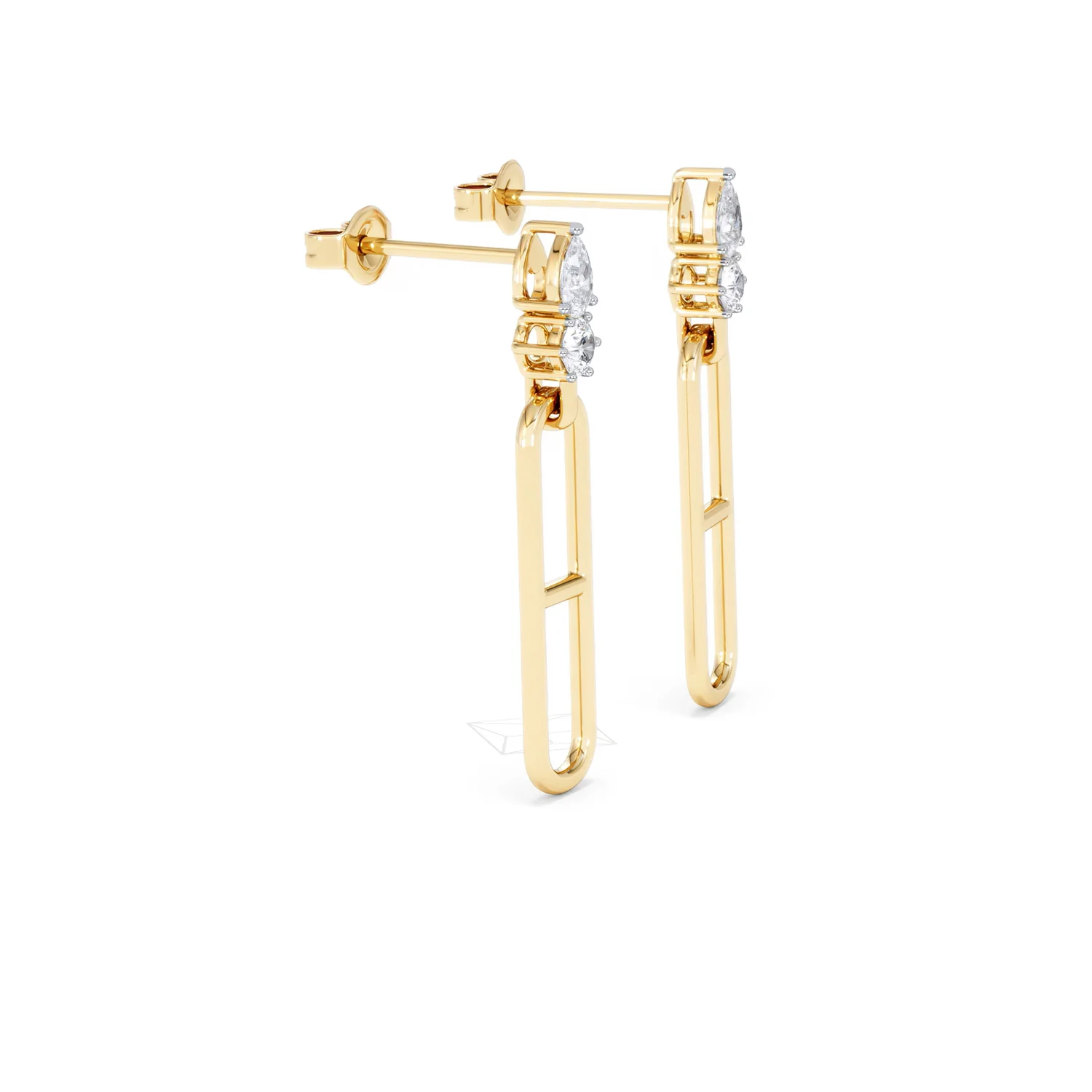 Paperclip 0.47ct Lab Diamond Drop Link Earrings in 18K Yellow Gold - Image 23