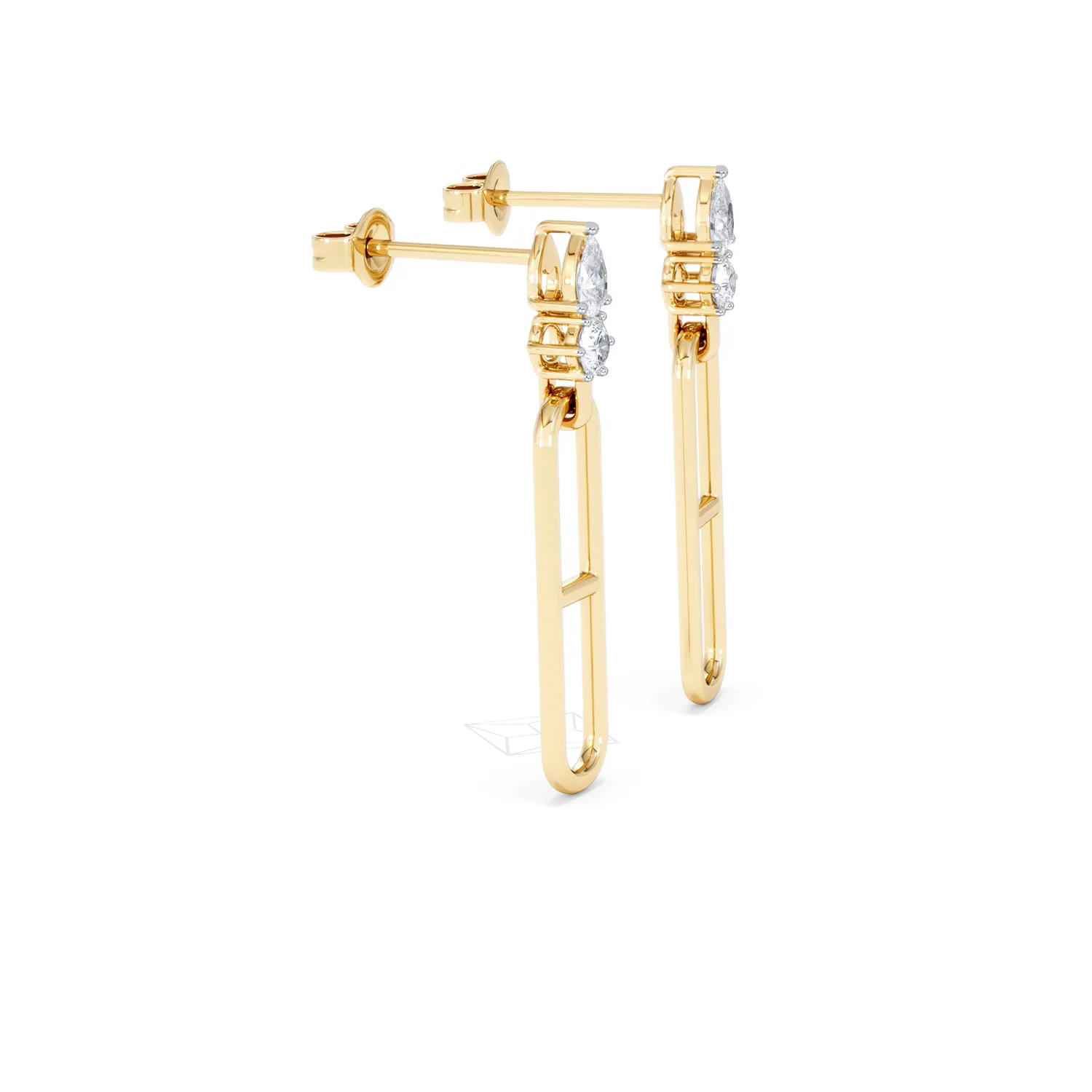 Paperclip 0.47ct Lab Diamond Drop Link Earrings in 18K Yellow Gold - Image 24