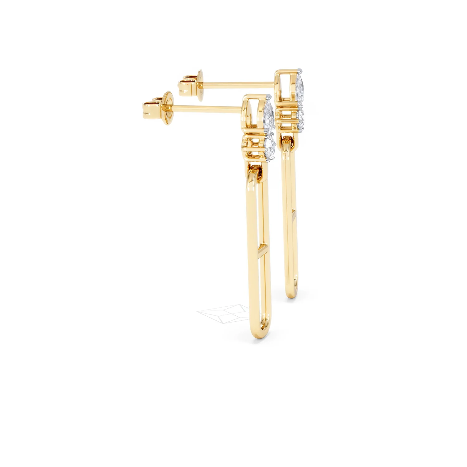 Paperclip 0.47ct Lab Diamond Drop Link Earrings in 18K Yellow Gold - Image 26