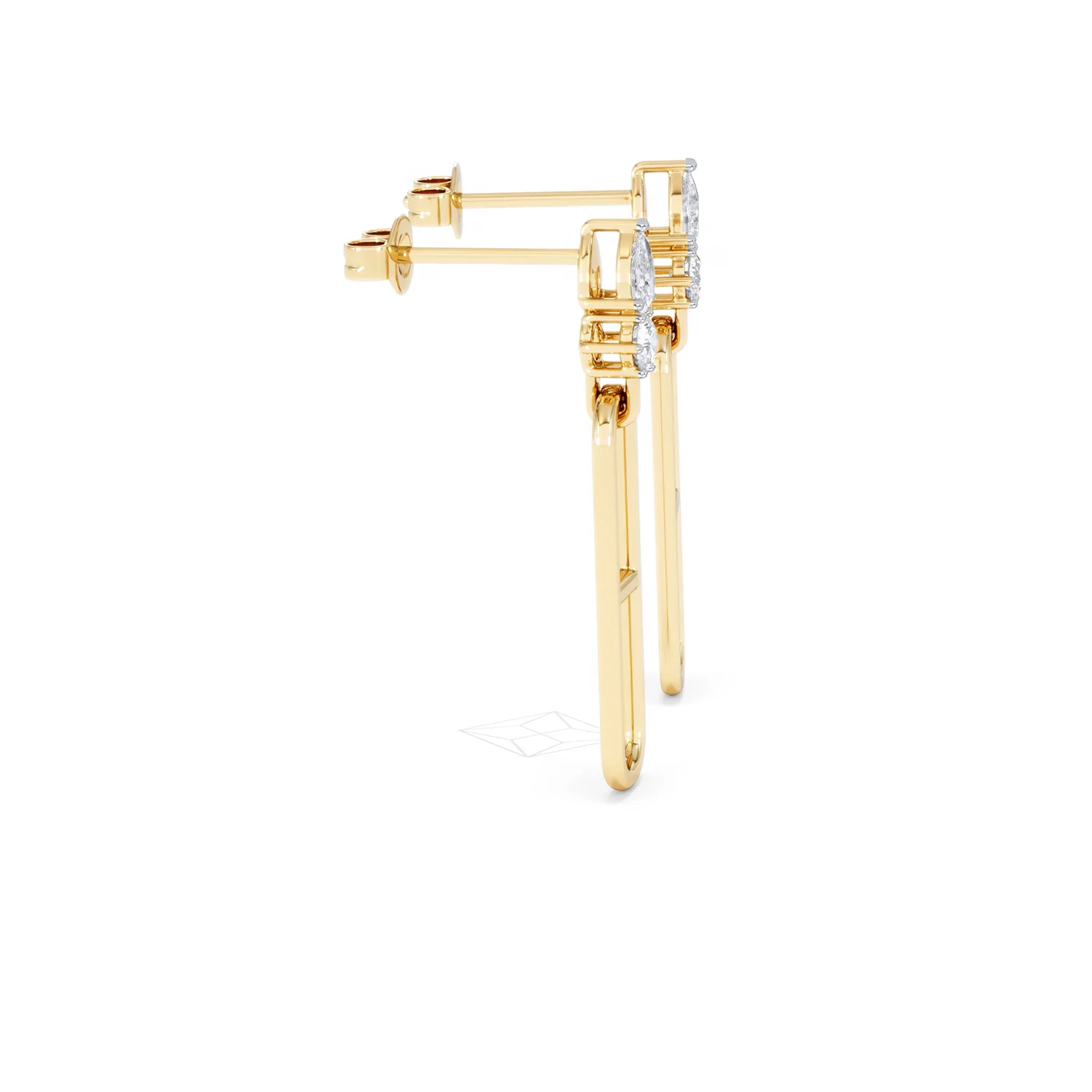 Paperclip 0.47ct Lab Diamond Drop Link Earrings in 18K Yellow Gold - Image 27
