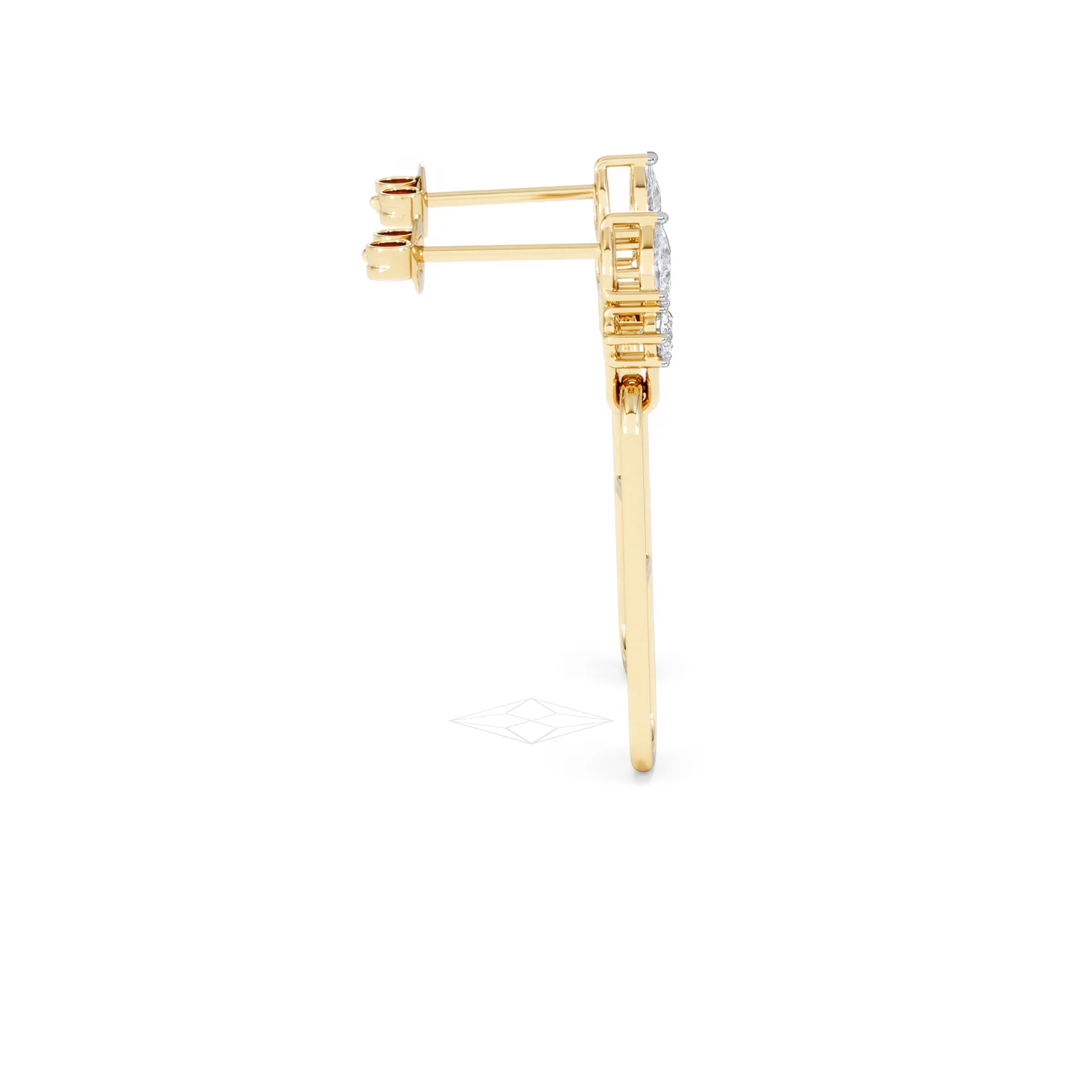 Paperclip 0.47ct Lab Diamond Drop Link Earrings in 18K Yellow Gold - Image 29
