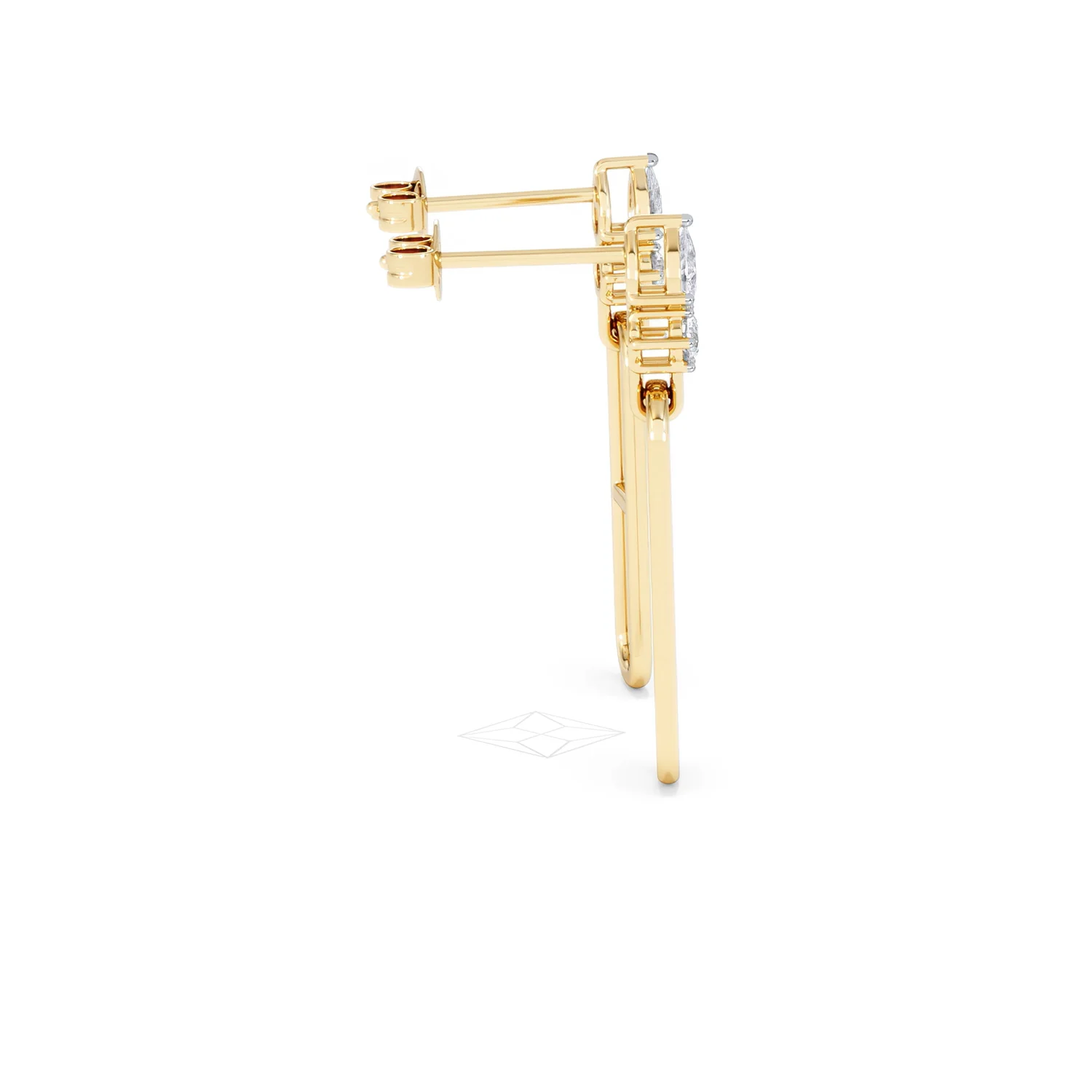 Paperclip 0.47ct Lab Diamond Drop Link Earrings in 18K Yellow Gold - Image 30