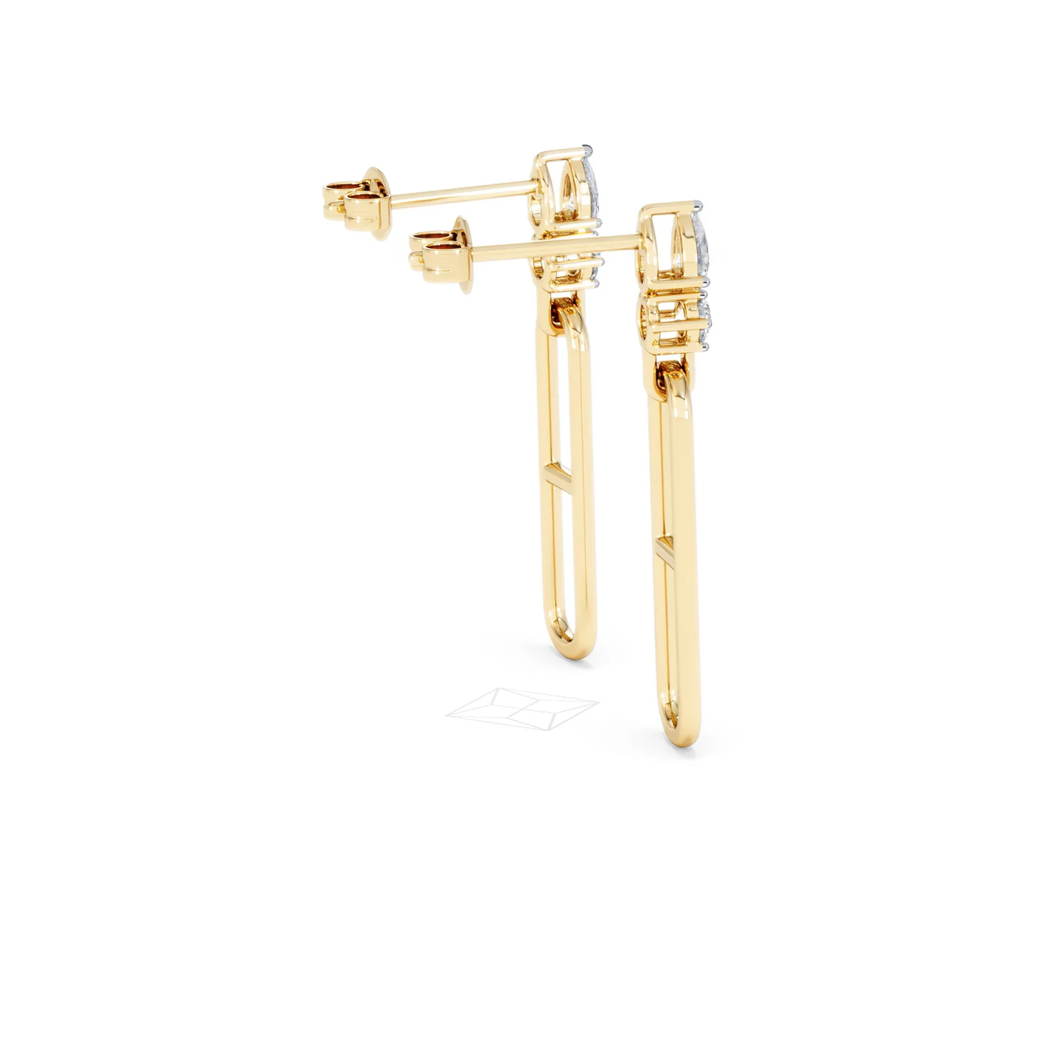 Paperclip 0.47ct Lab Diamond Drop Link Earrings in 18K Yellow Gold - Image 33