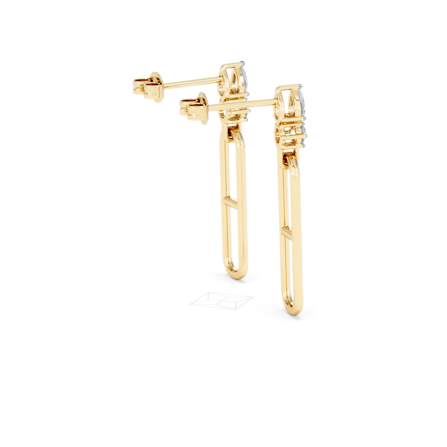 Paperclip 0.47ct Lab Diamond Drop Link Earrings in 18K Yellow Gold - Image 34
