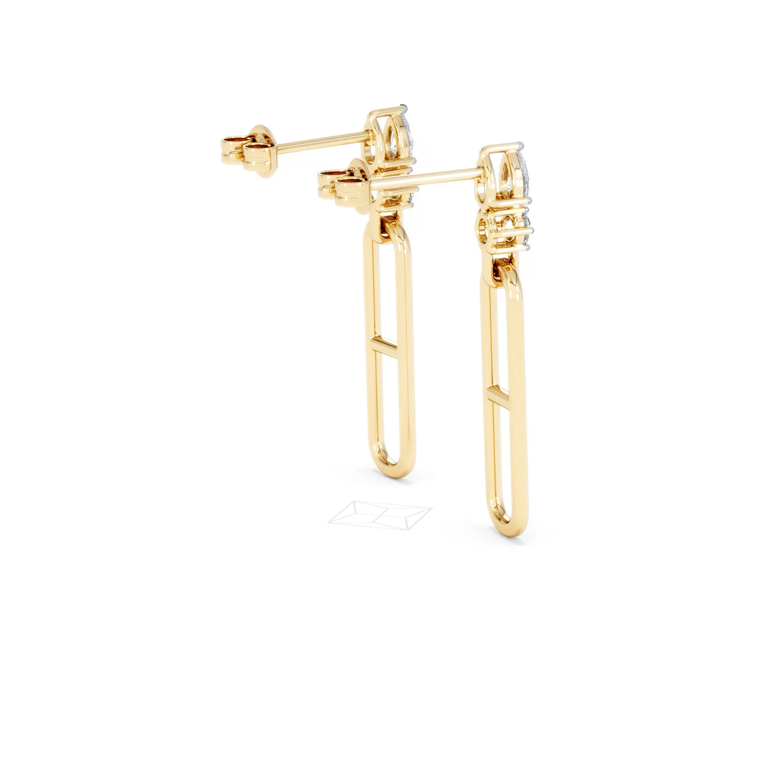 Paperclip 0.47ct Lab Diamond Drop Link Earrings in 18K Yellow Gold - Image 35