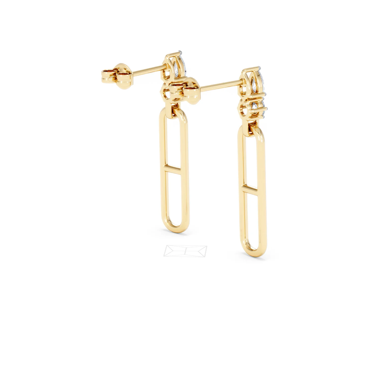 Paperclip 0.47ct Lab Diamond Drop Link Earrings in 18K Yellow Gold - Image 38