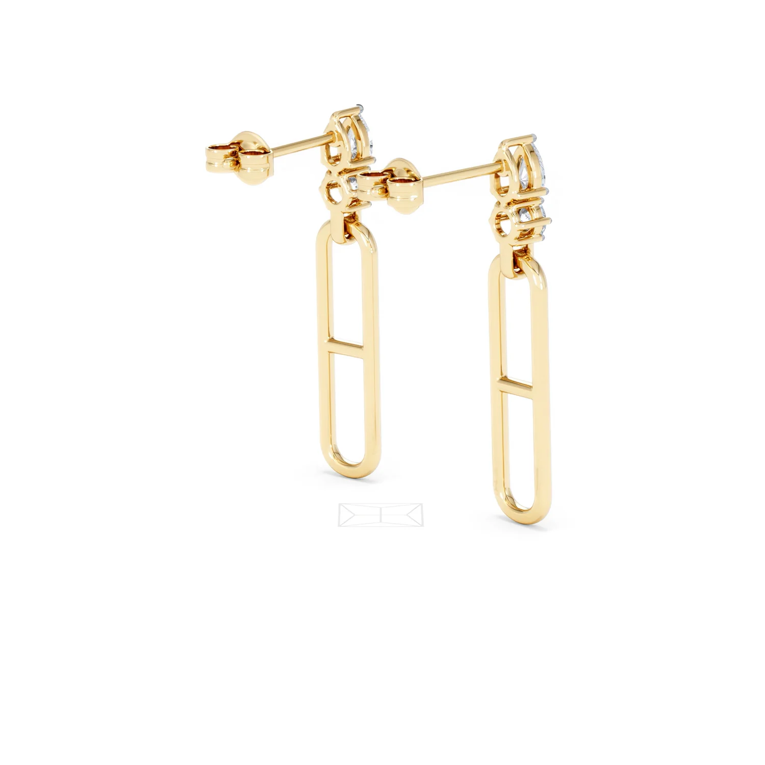 Paperclip 0.47ct Lab Diamond Drop Link Earrings in 18K Yellow Gold - Image 39