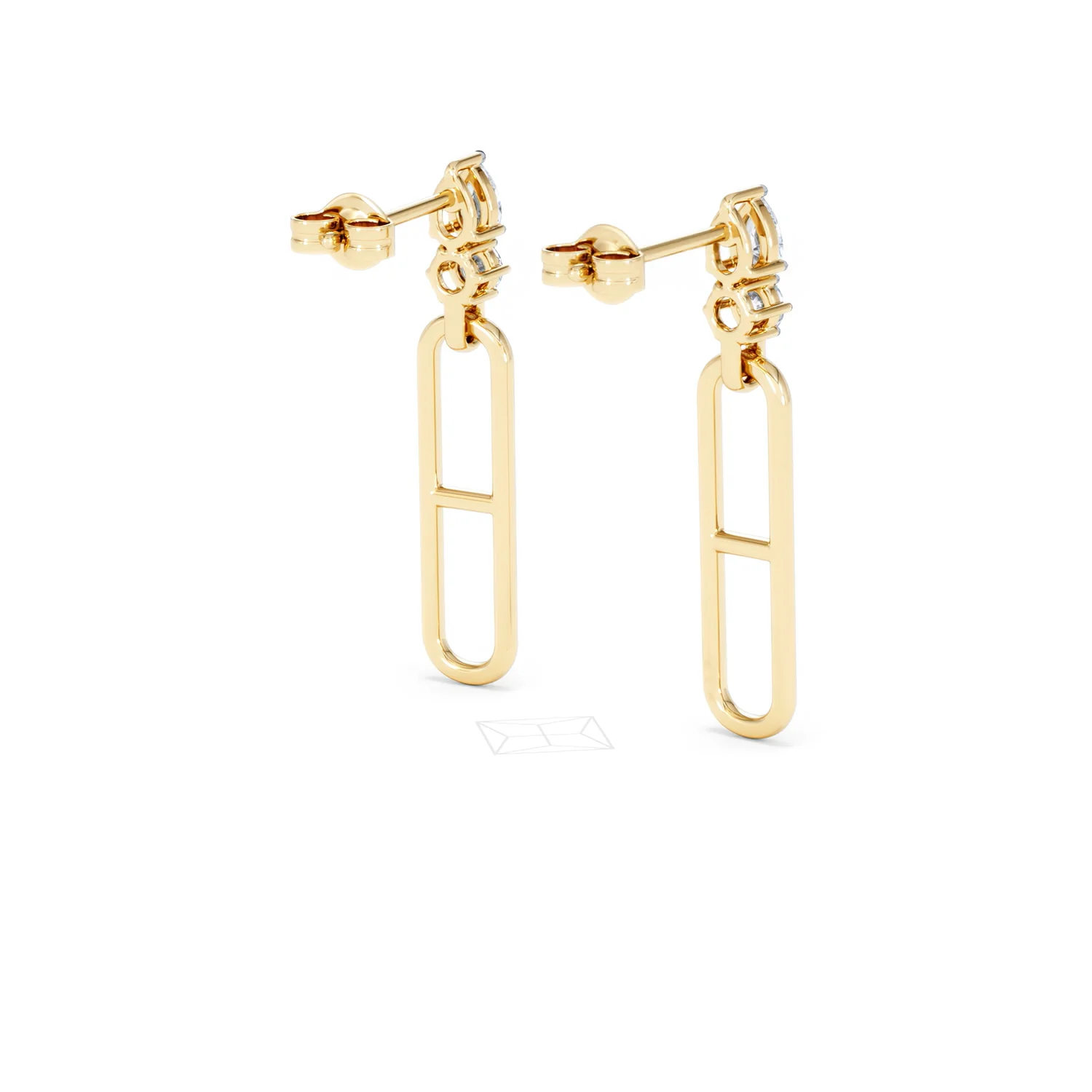 Paperclip 0.47ct Lab Diamond Drop Link Earrings in 18K Yellow Gold - Image 41