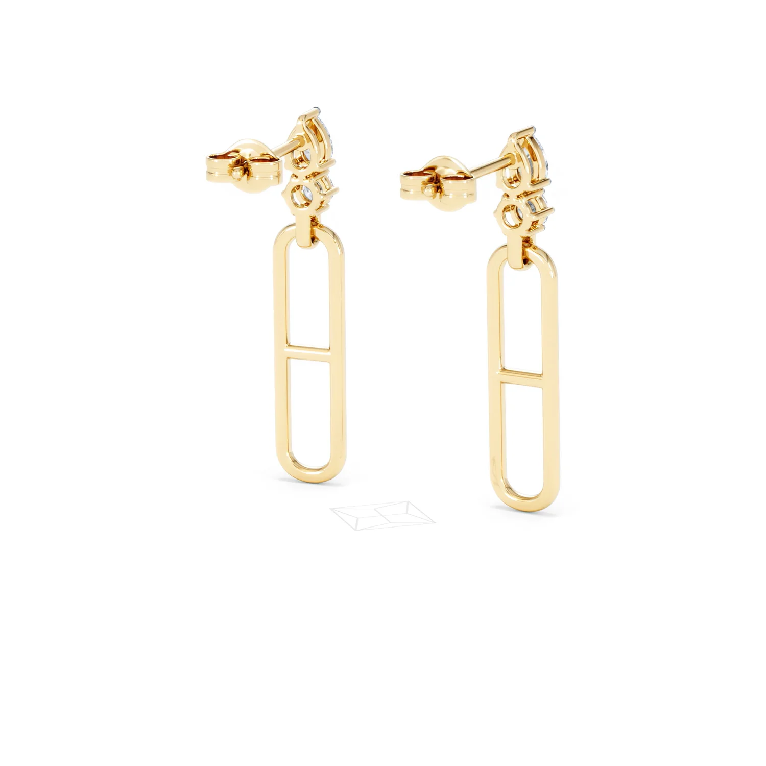 Paperclip 0.47ct Lab Diamond Drop Link Earrings in 18K Yellow Gold - Image 43