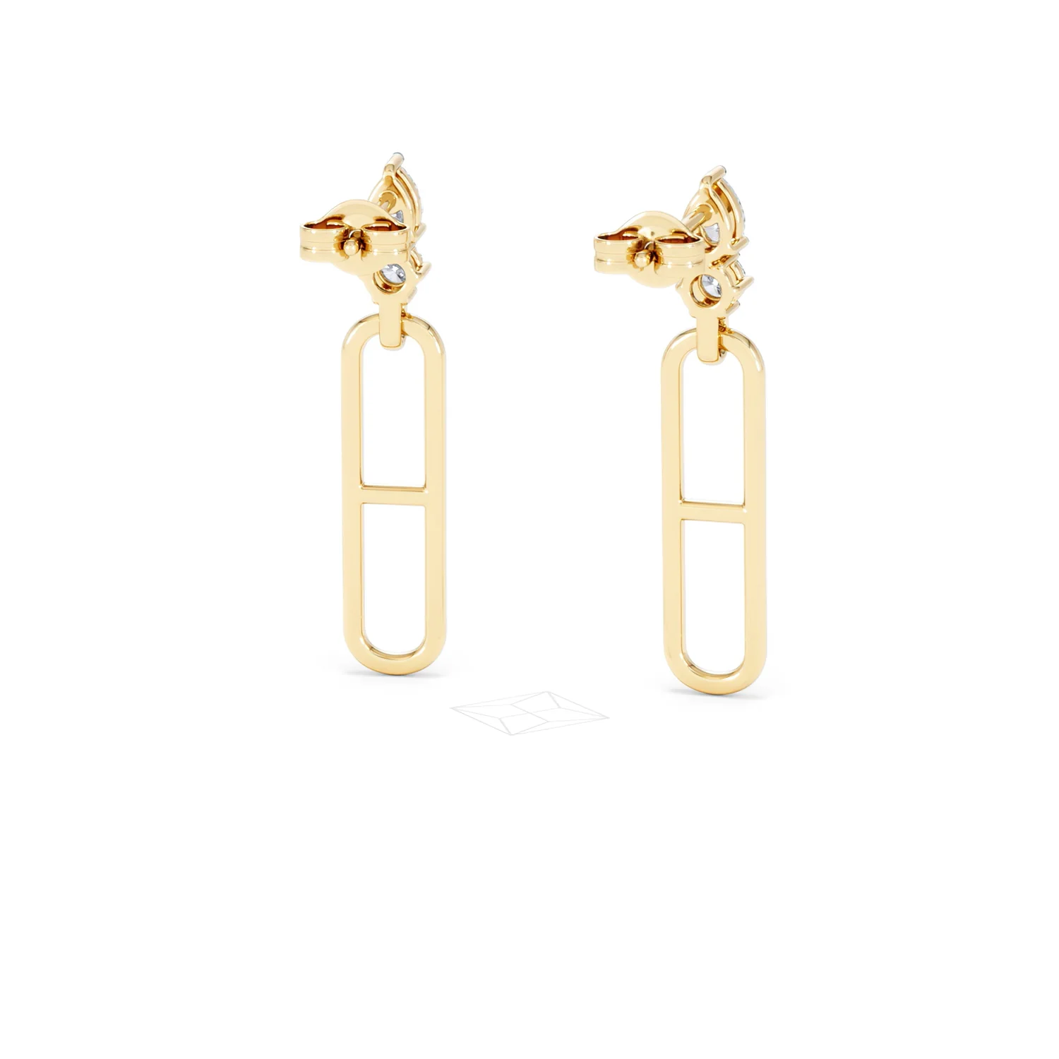 Paperclip 0.47ct Lab Diamond Drop Link Earrings in 18K Yellow Gold - Image 46