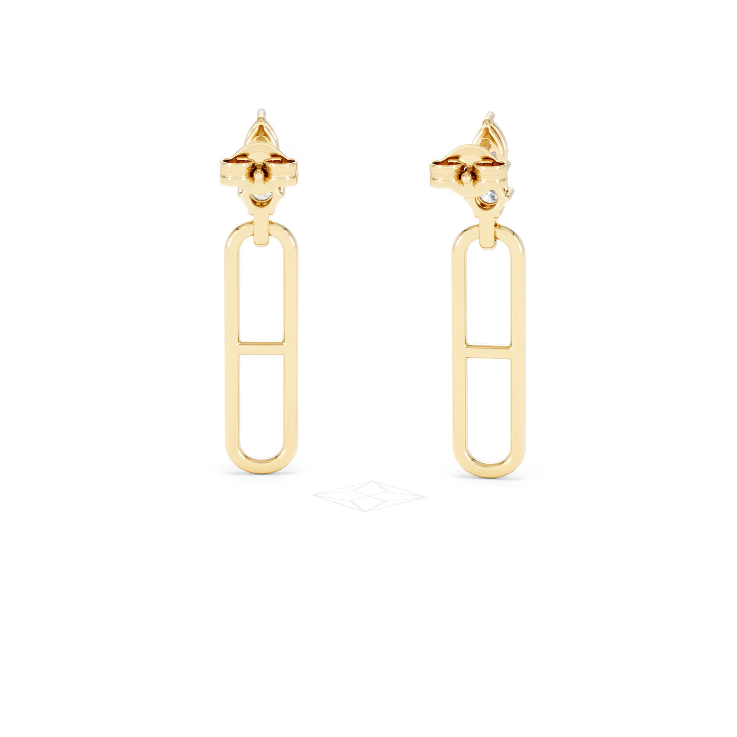 Paperclip 0.47ct Lab Diamond Drop Link Earrings in 18K Yellow Gold - Image 48