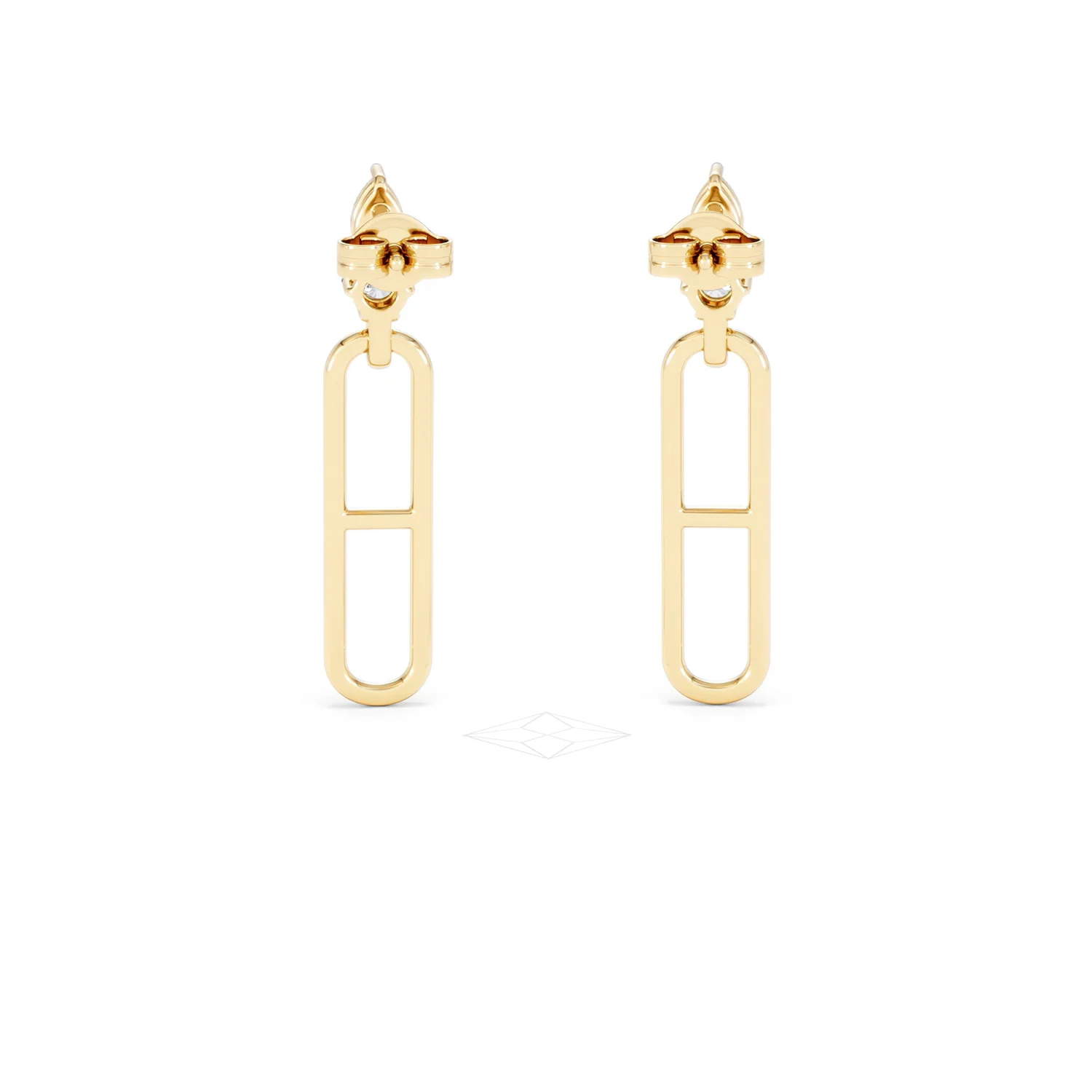 Paperclip 0.47ct Lab Diamond Drop Link Earrings in 18K Yellow Gold - Image 49