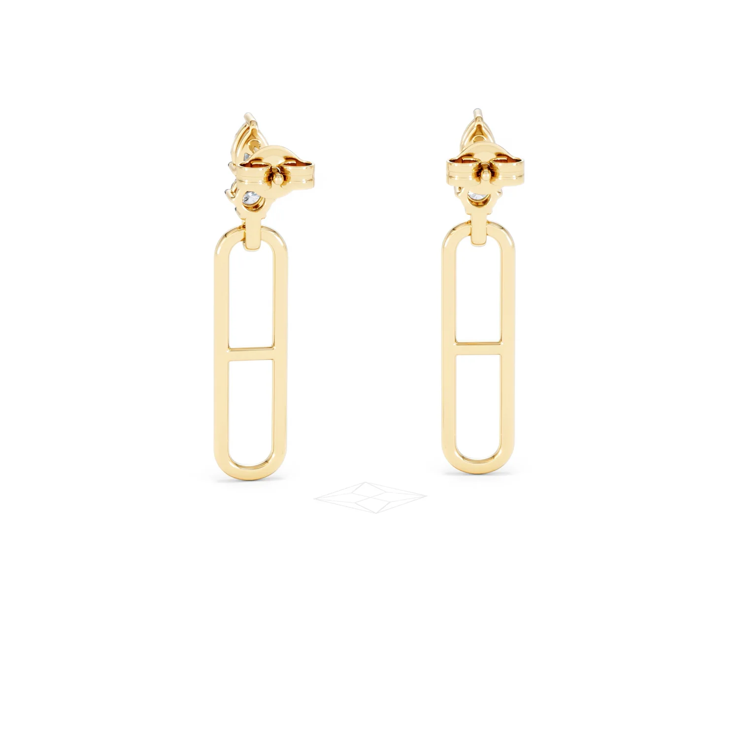 Paperclip 0.47ct Lab Diamond Drop Link Earrings in 18K Yellow Gold - Image 50