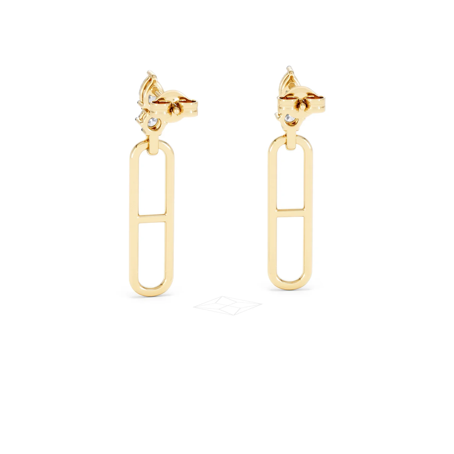Paperclip 0.47ct Lab Diamond Drop Link Earrings in 18K Yellow Gold - Image 51