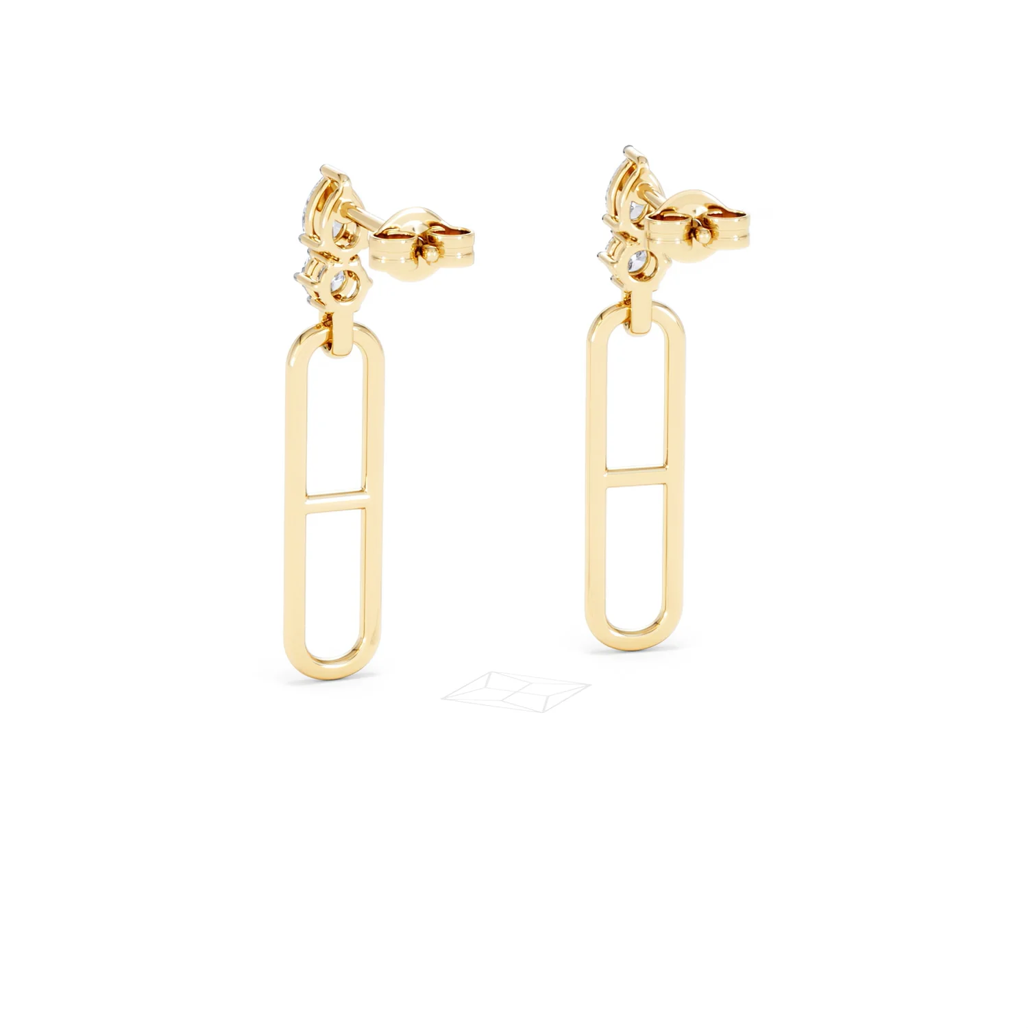 Paperclip 0.47ct Lab Diamond Drop Link Earrings in 18K Yellow Gold - Image 53