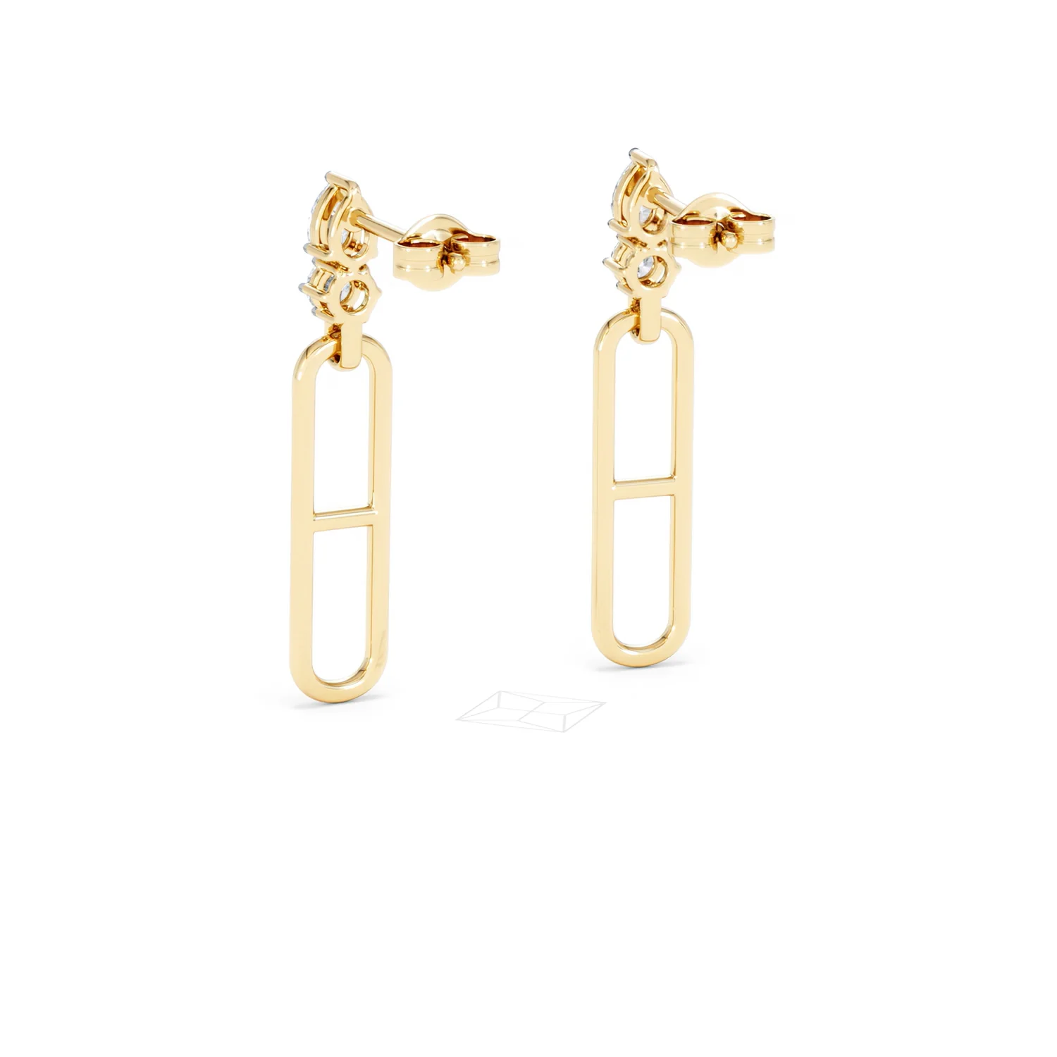 Paperclip 0.47ct Lab Diamond Drop Link Earrings in 18K Yellow Gold - Image 54