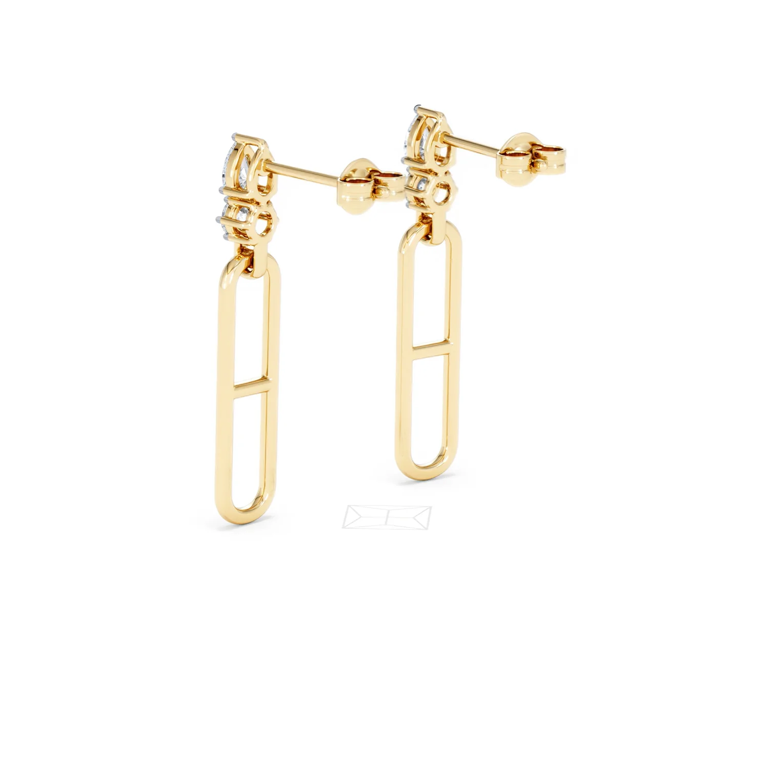 Paperclip 0.47ct Lab Diamond Drop Link Earrings in 18K Yellow Gold - Image 58