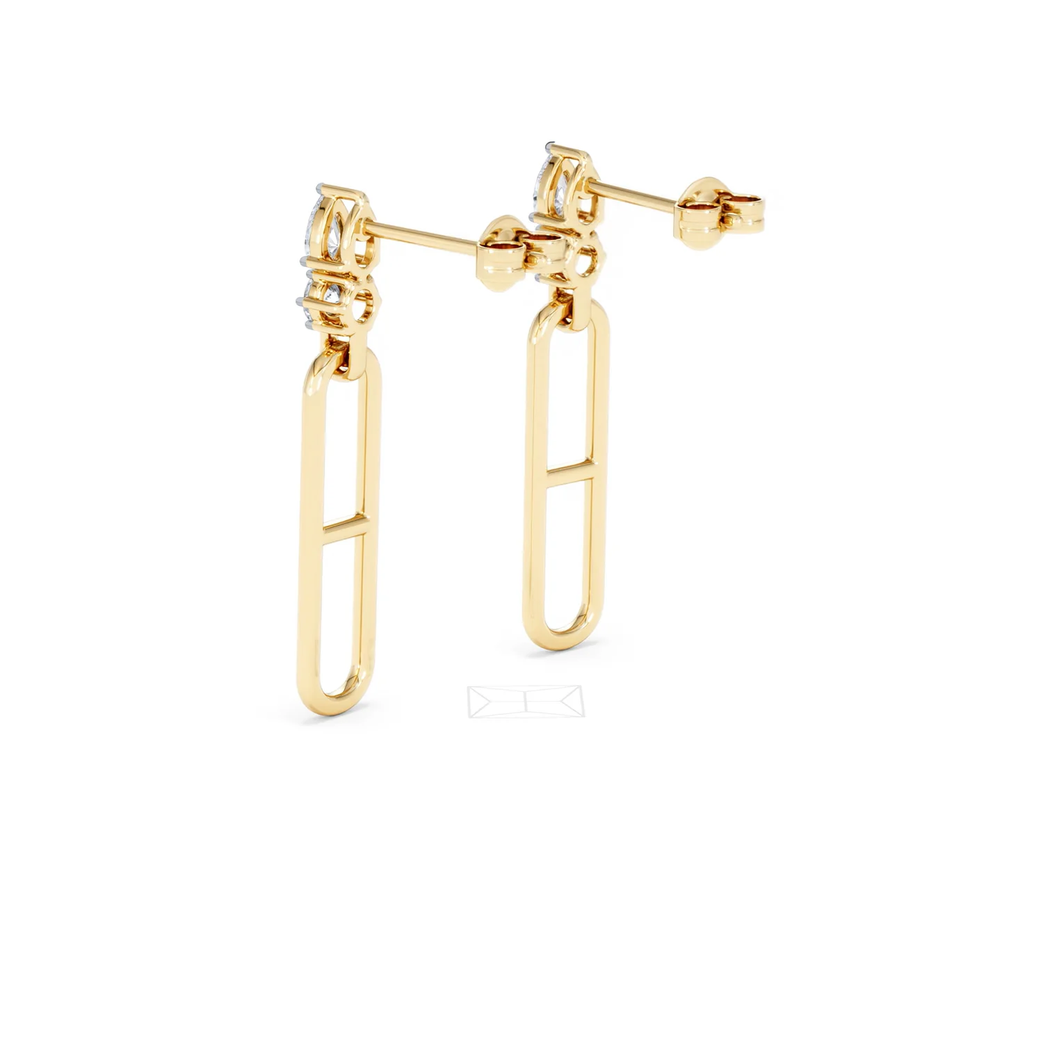 Paperclip 0.47ct Lab Diamond Drop Link Earrings in 18K Yellow Gold - Image 59