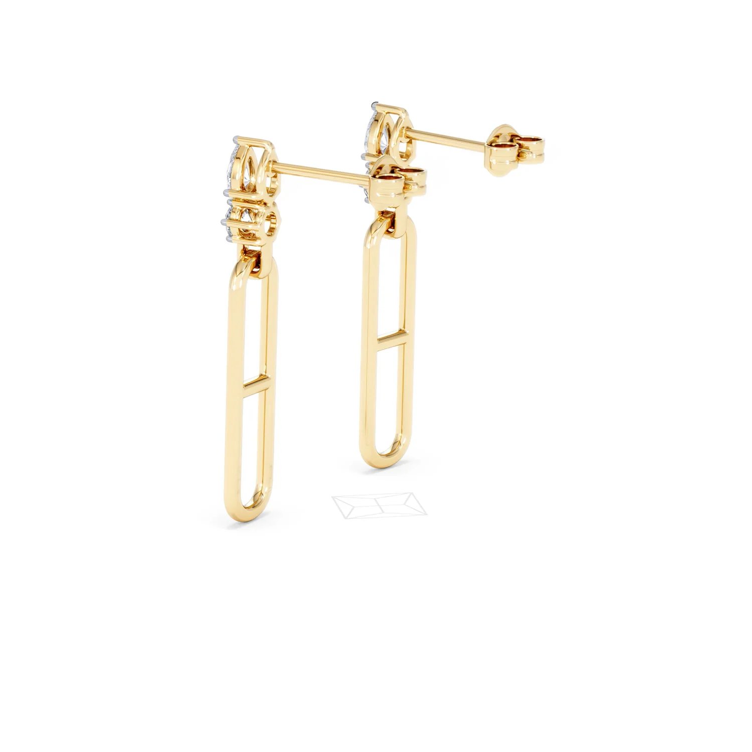 Paperclip 0.47ct Lab Diamond Drop Link Earrings in 18K Yellow Gold - Image 61