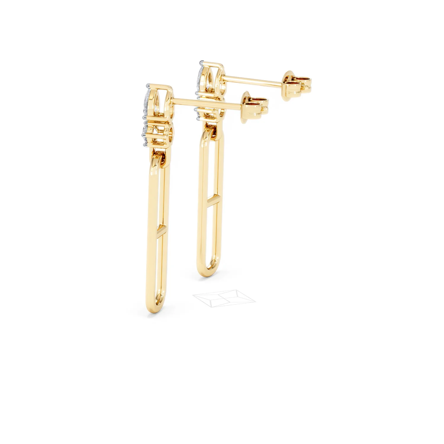 Paperclip 0.47ct Lab Diamond Drop Link Earrings in 18K Yellow Gold - Image 64