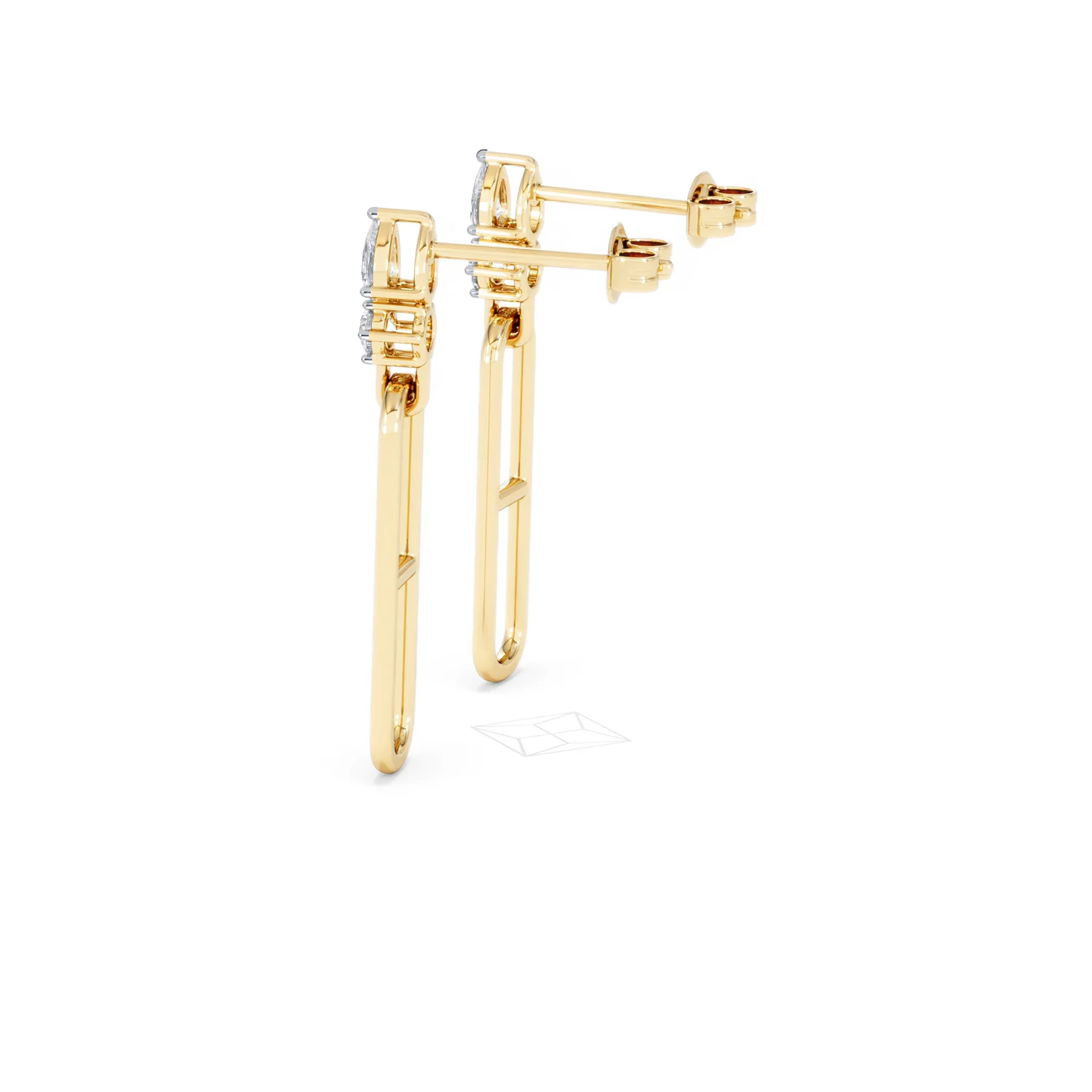 Paperclip 0.47ct Lab Diamond Drop Link Earrings in 18K Yellow Gold - Image 65