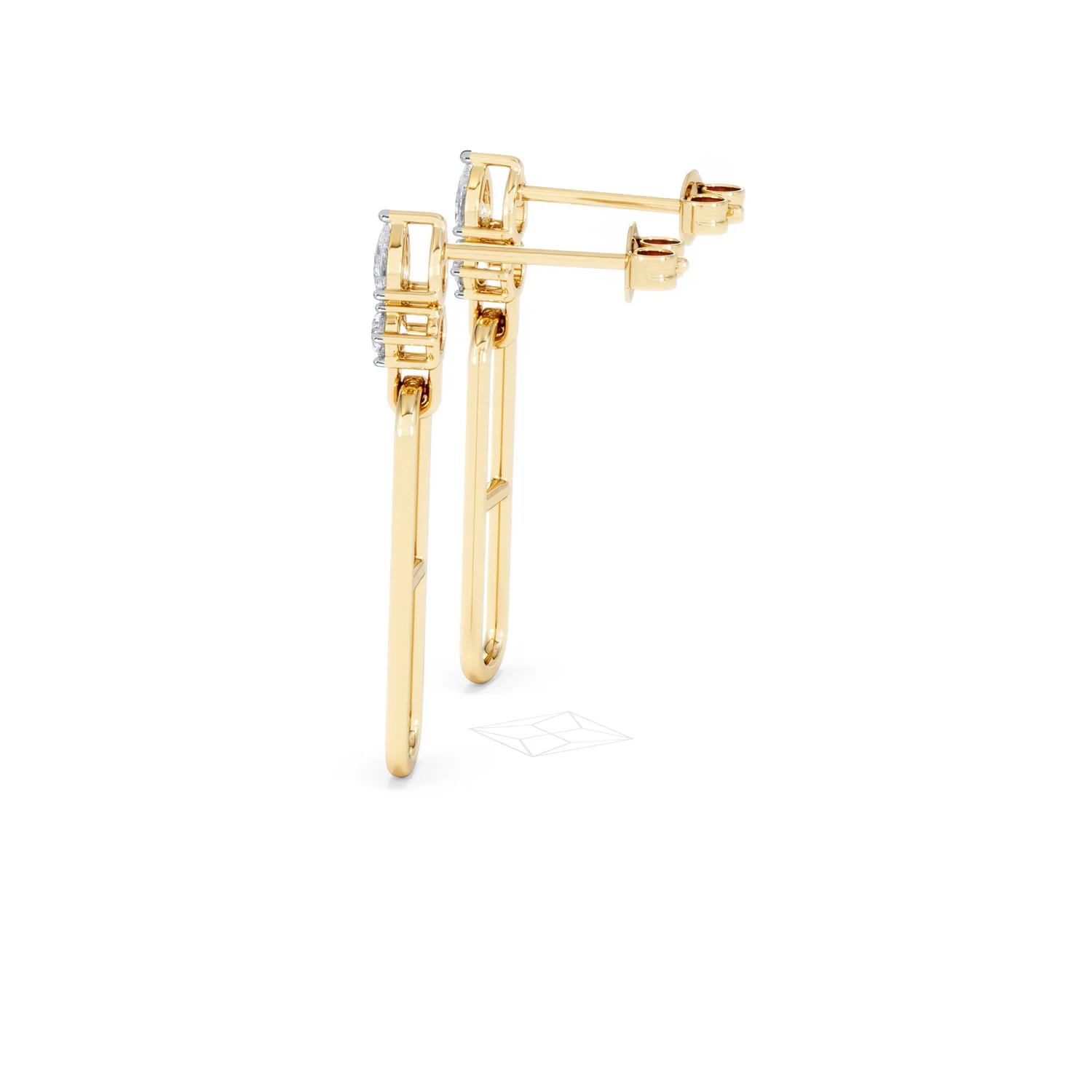 Paperclip 0.47ct Lab Diamond Drop Link Earrings in 18K Yellow Gold - Image 66
