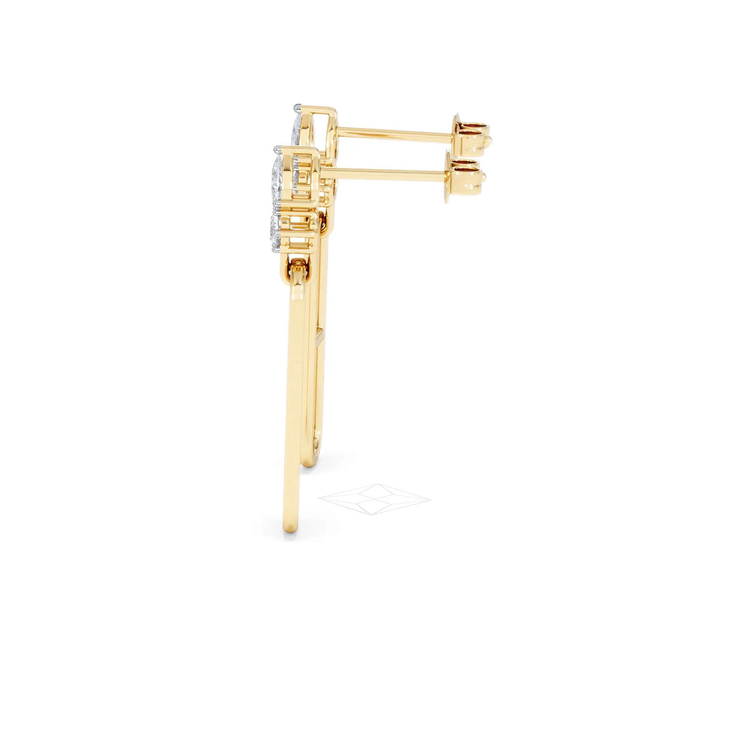 Paperclip 0.47ct Lab Diamond Drop Link Earrings in 18K Yellow Gold - Image 68