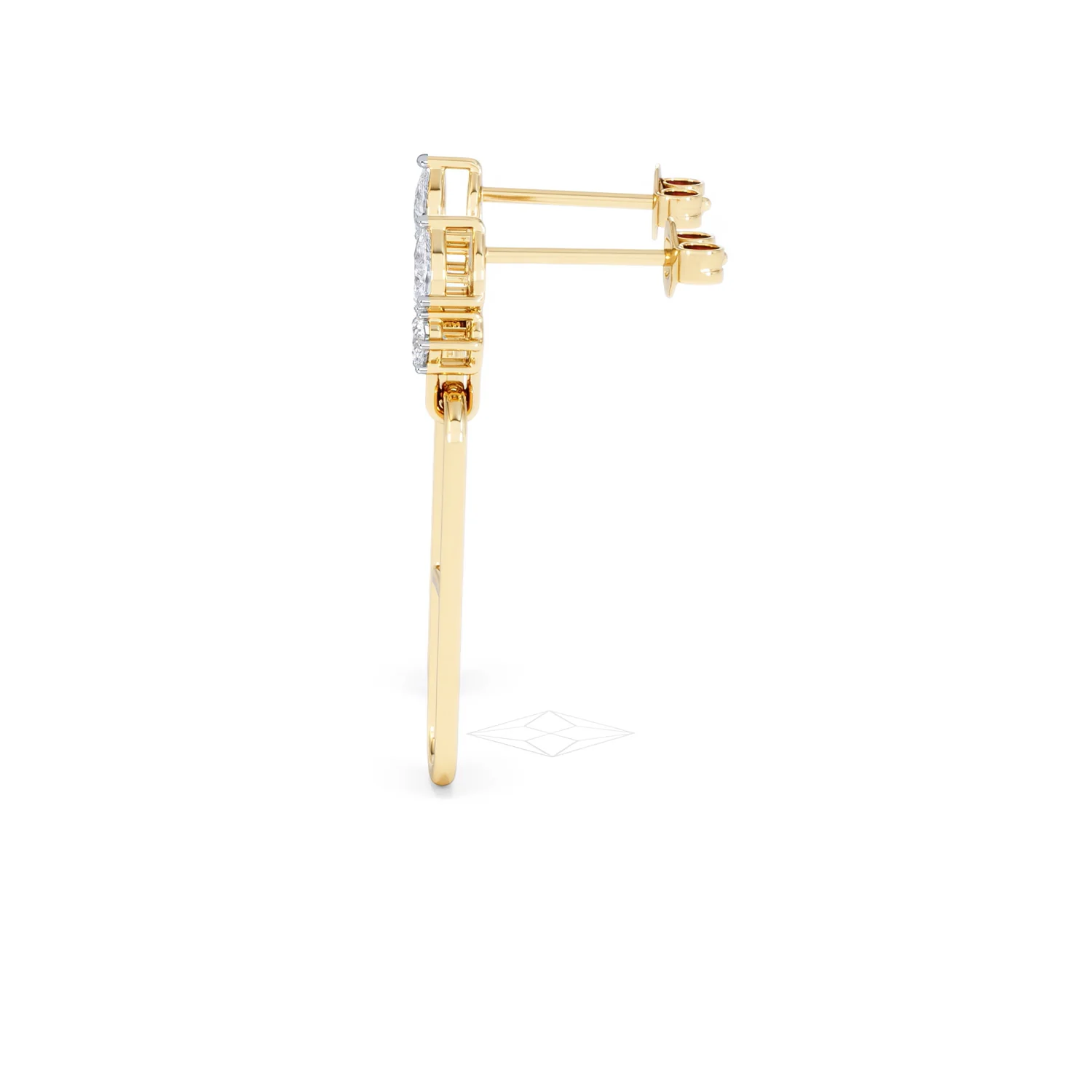 Paperclip 0.47ct Lab Diamond Drop Link Earrings in 18K Yellow Gold - Image 69