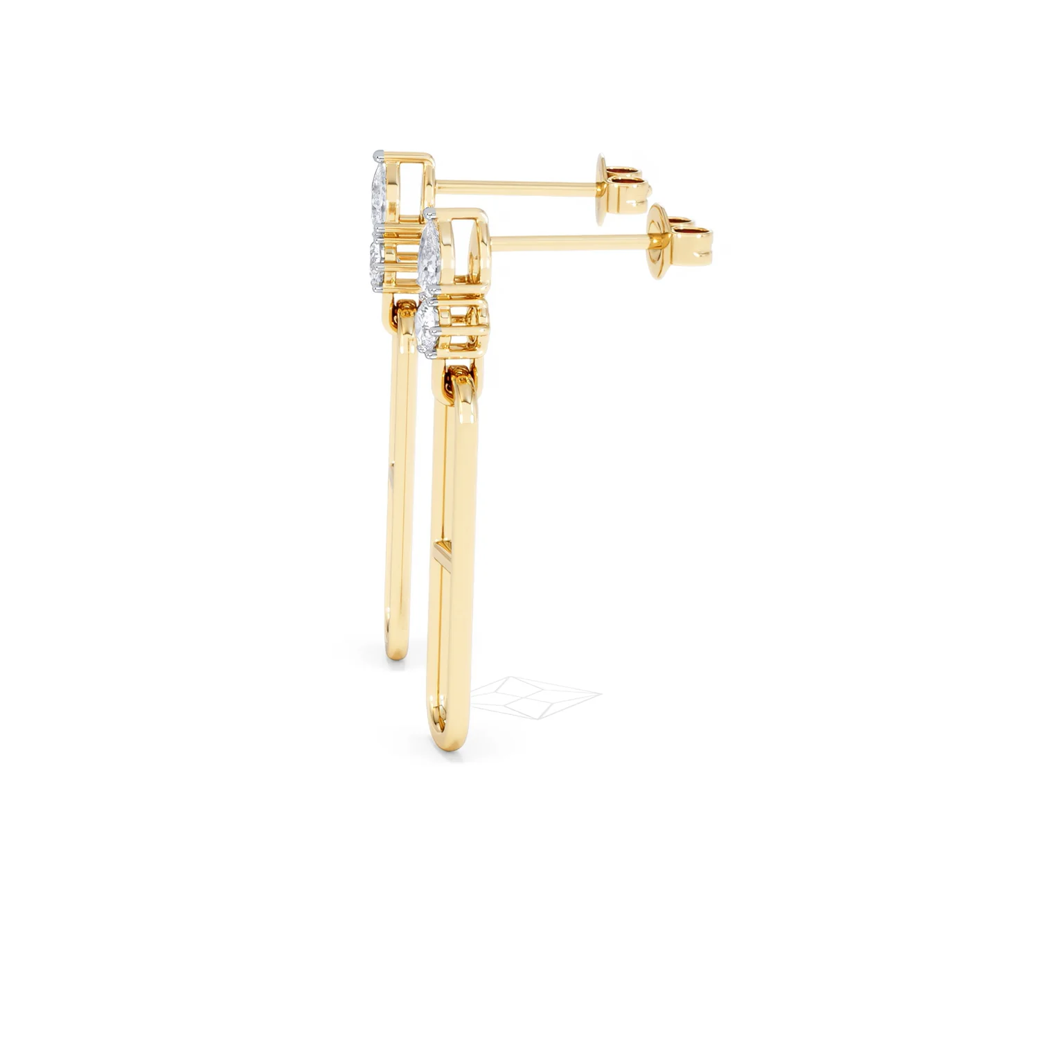 Paperclip 0.47ct Lab Diamond Drop Link Earrings in 18K Yellow Gold - Image 71